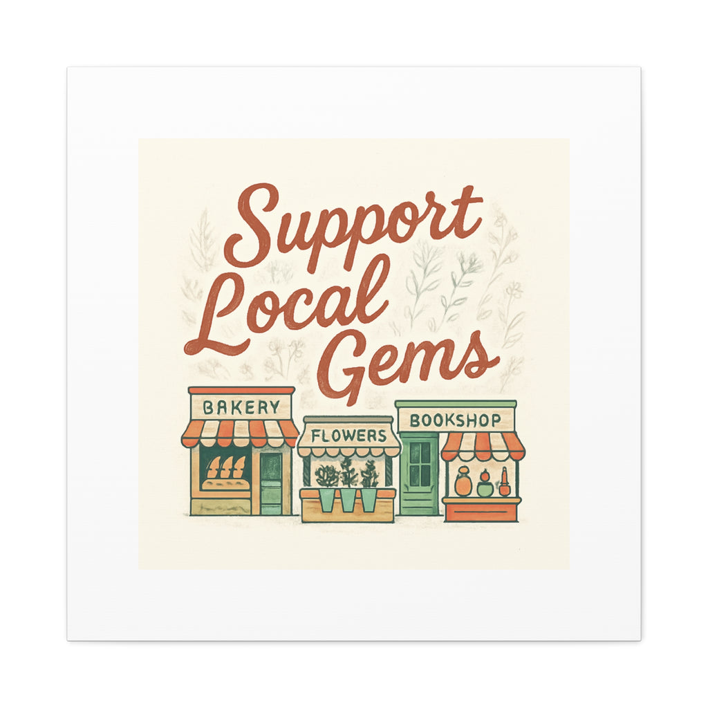 Support Local Gems Canvas Wall Art — Small Business Bakery Flowers Bookshop Print