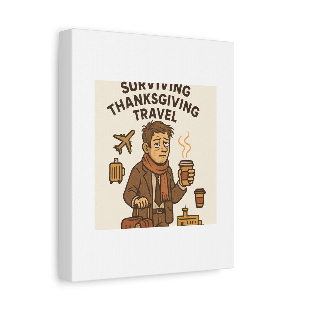 Surviving Thanksgiving Travel Canvas Art — Funny Travel Humor Wall Decor