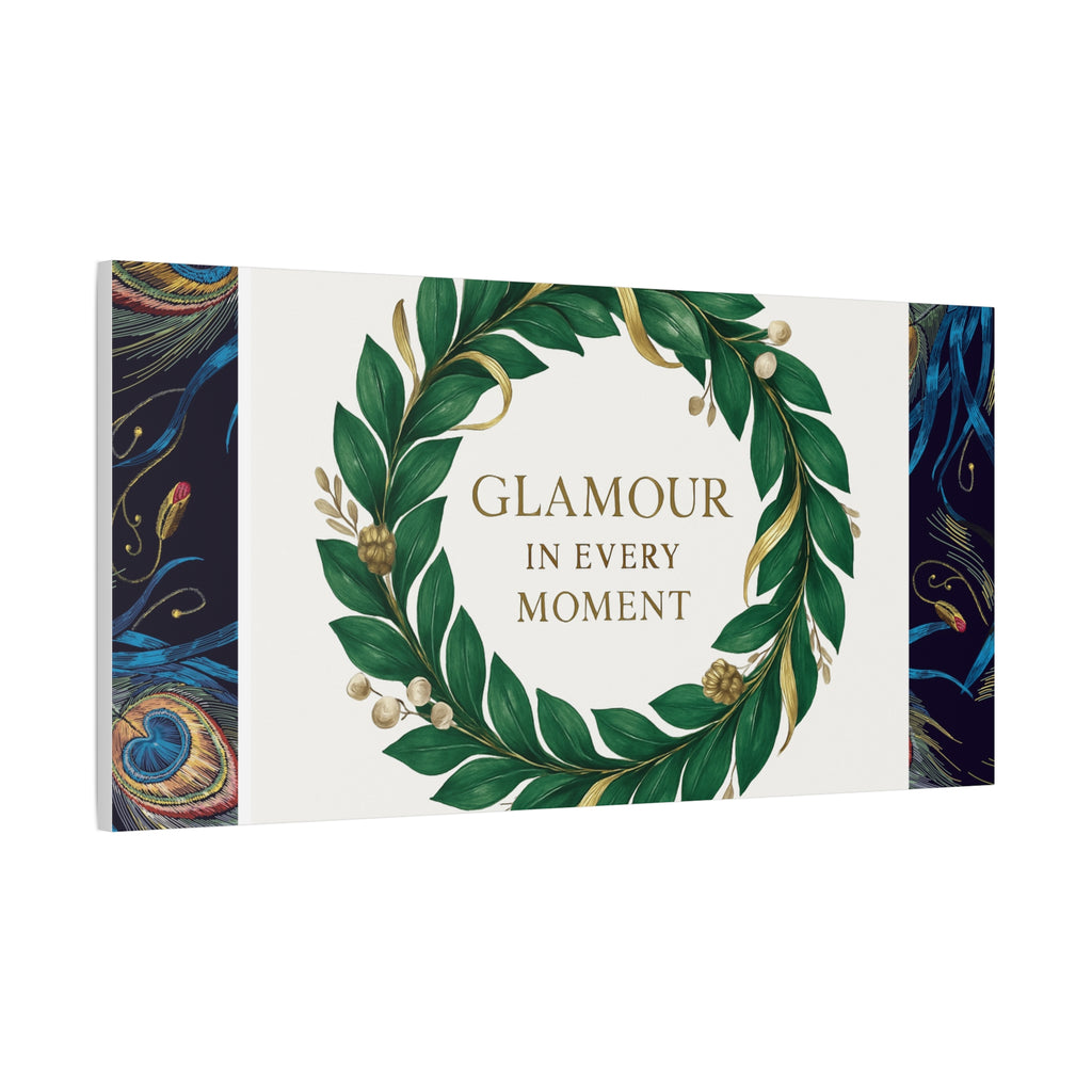 Canvas Wall Art - 'Glamour in Every Moment' Green Laurel Wreath