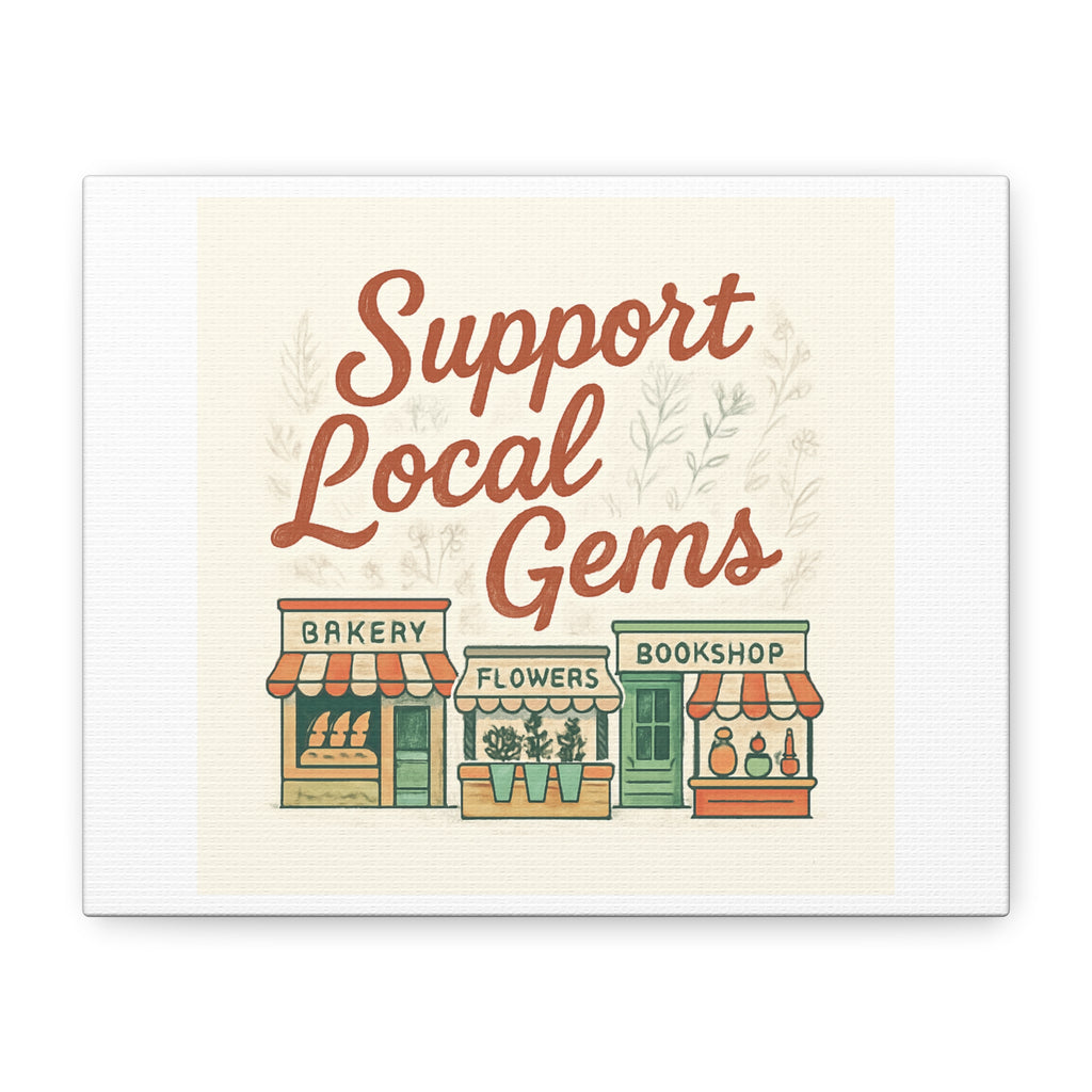Support Local Gems Canvas Wall Art — Small Business Bakery Flowers Bookshop Print