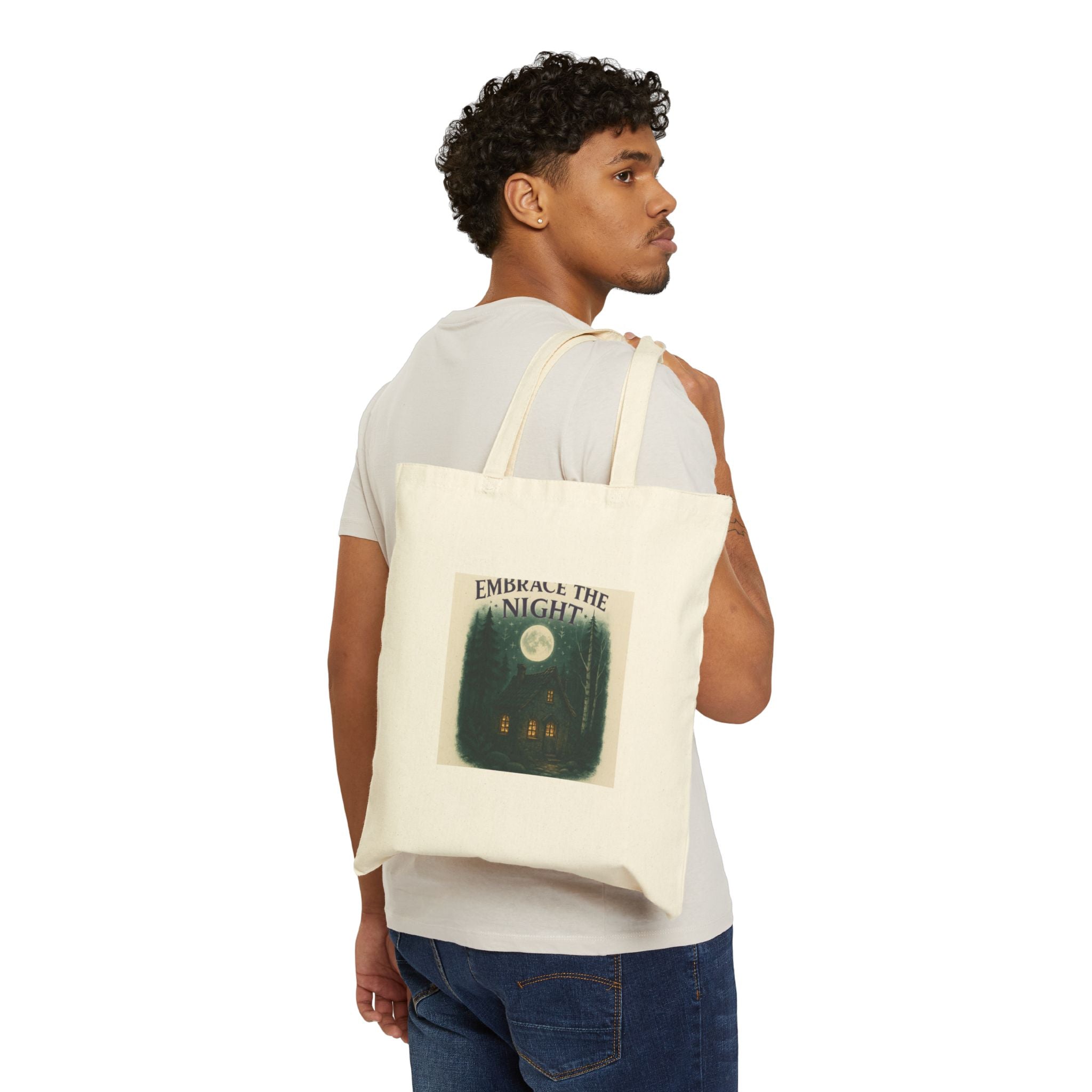 Tote Bag — "Embrace the Night" Moonlit Forest Canvas Tote