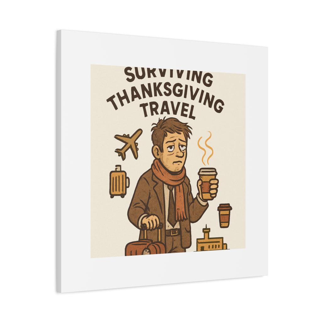Surviving Thanksgiving Travel Canvas Art — Funny Travel Humor Wall Decor