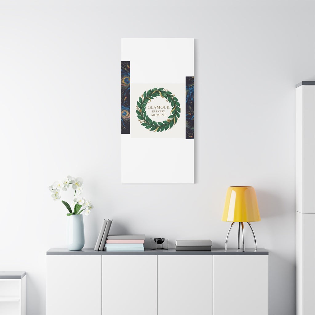 Canvas Wall Art - 'Glamour in Every Moment' Green Laurel Wreath