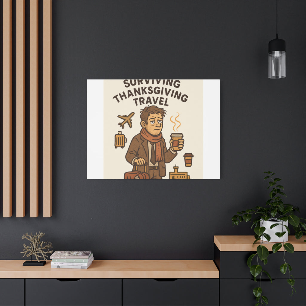 Surviving Thanksgiving Travel Canvas Art — Funny Travel Humor Wall Decor