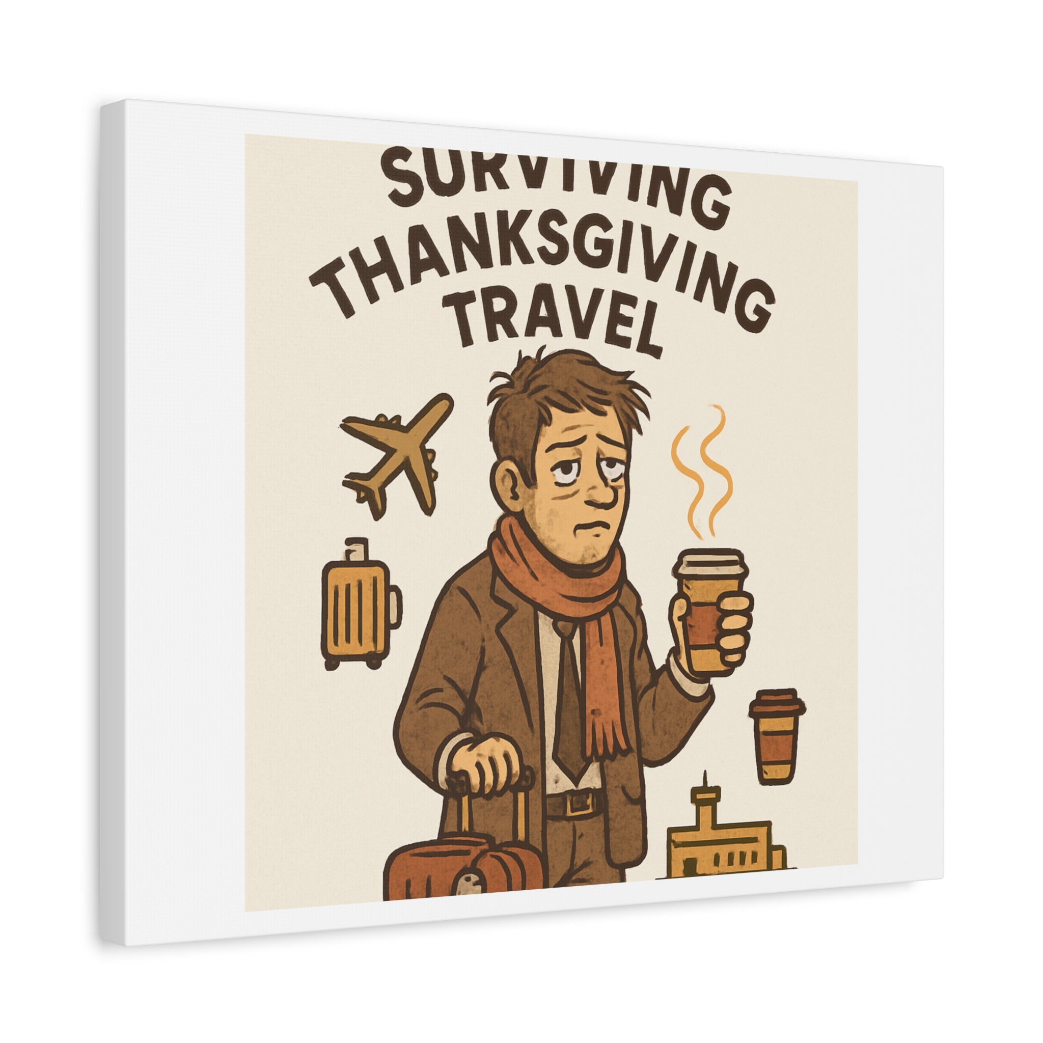 Surviving Thanksgiving Travel Canvas Art — Funny Travel Humor Wall Decor