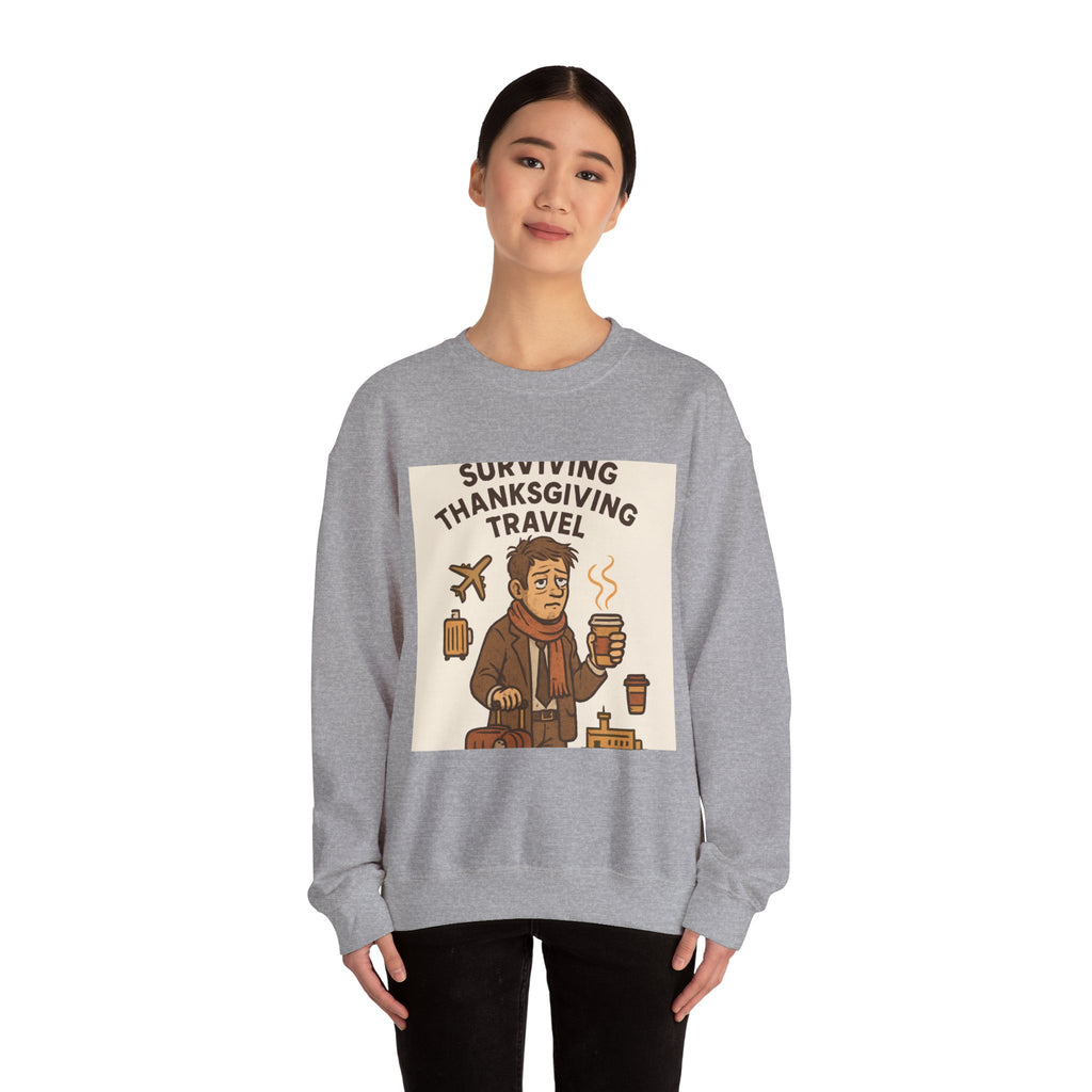 Thanksgiving Travel Sweatshirt — "Surviving Thanksgiving Travel" Crewneck