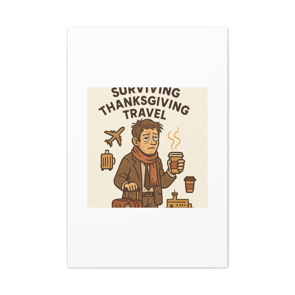 Surviving Thanksgiving Travel Canvas Art — Funny Travel Humor Wall Decor