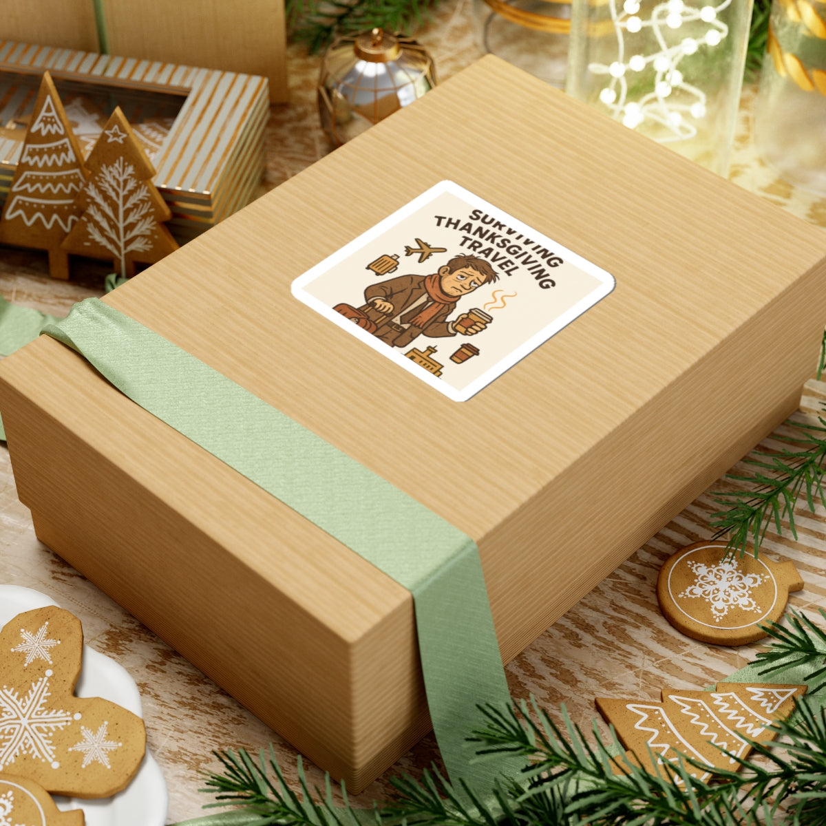 Sticker — "Surviving Thanksgiving Travel" Funny Holiday Travel Sticker