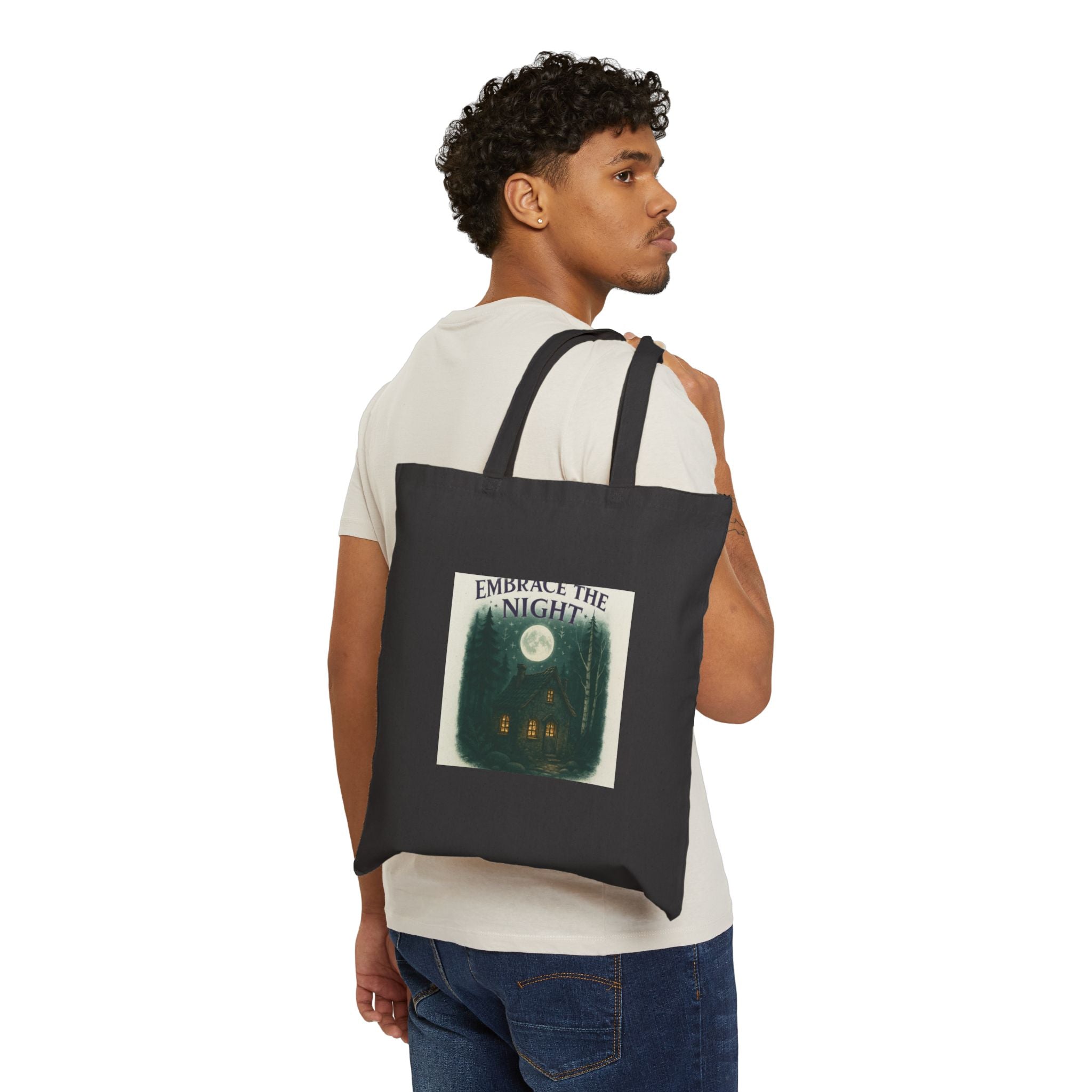 Tote Bag — "Embrace the Night" Moonlit Forest Canvas Tote