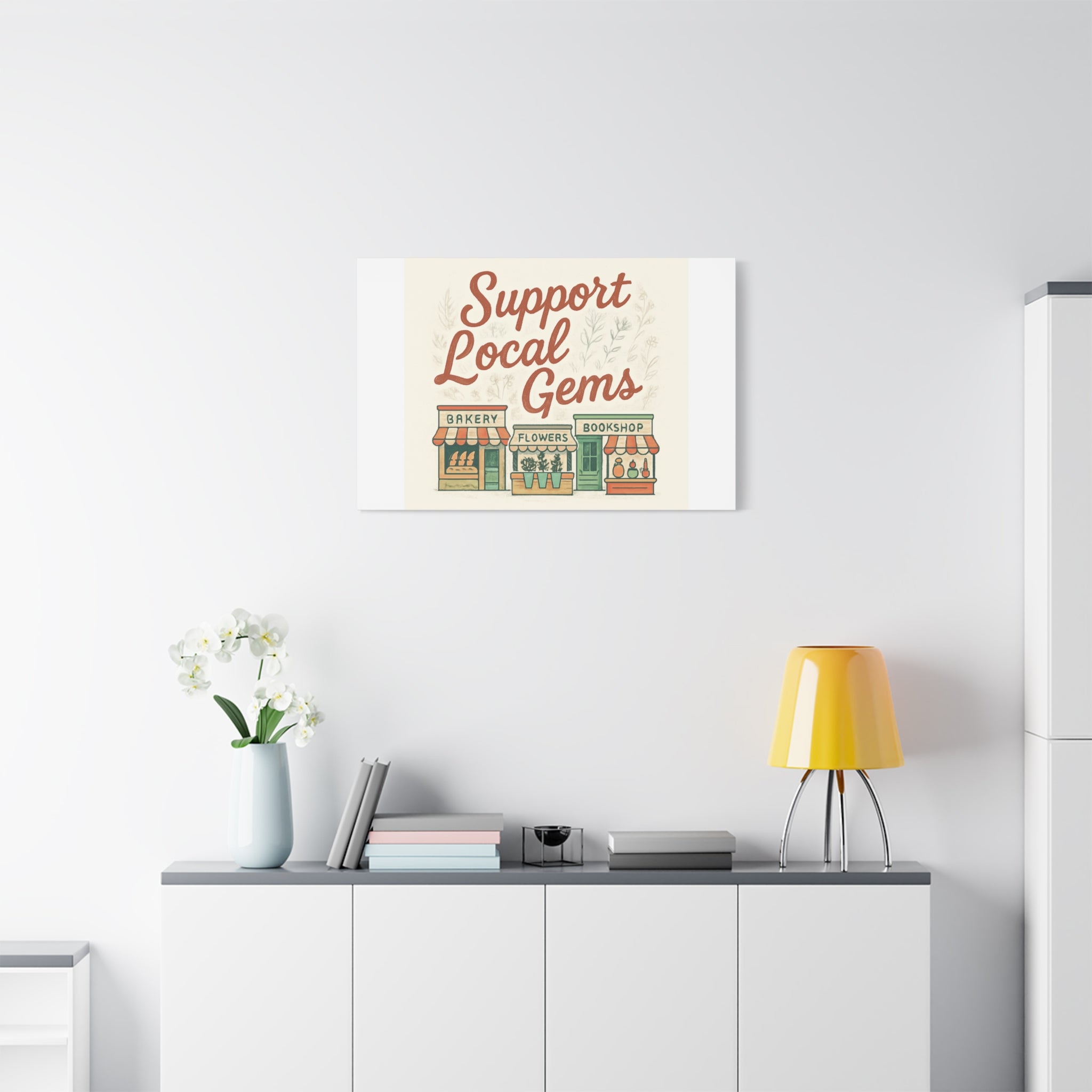 Support Local Gems Canvas Wall Art — Small Business Bakery Flowers Bookshop Print