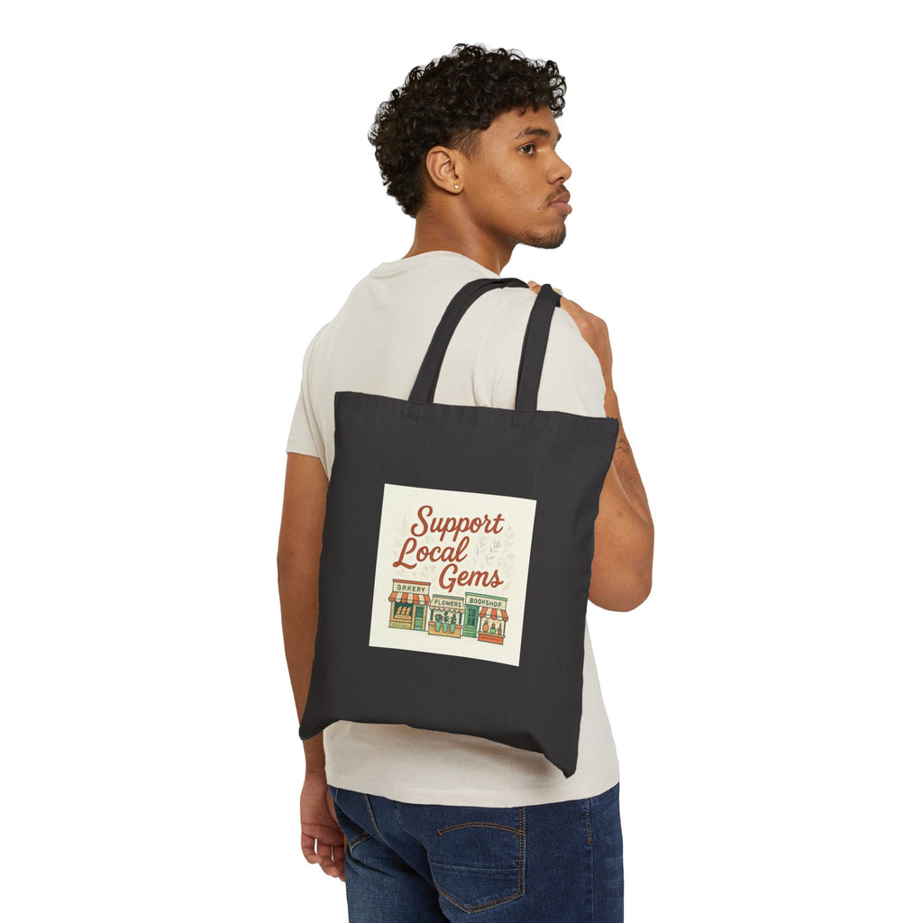 Support Local Gems Canvas Tote Bag — Eco-Friendly Market Shopper
