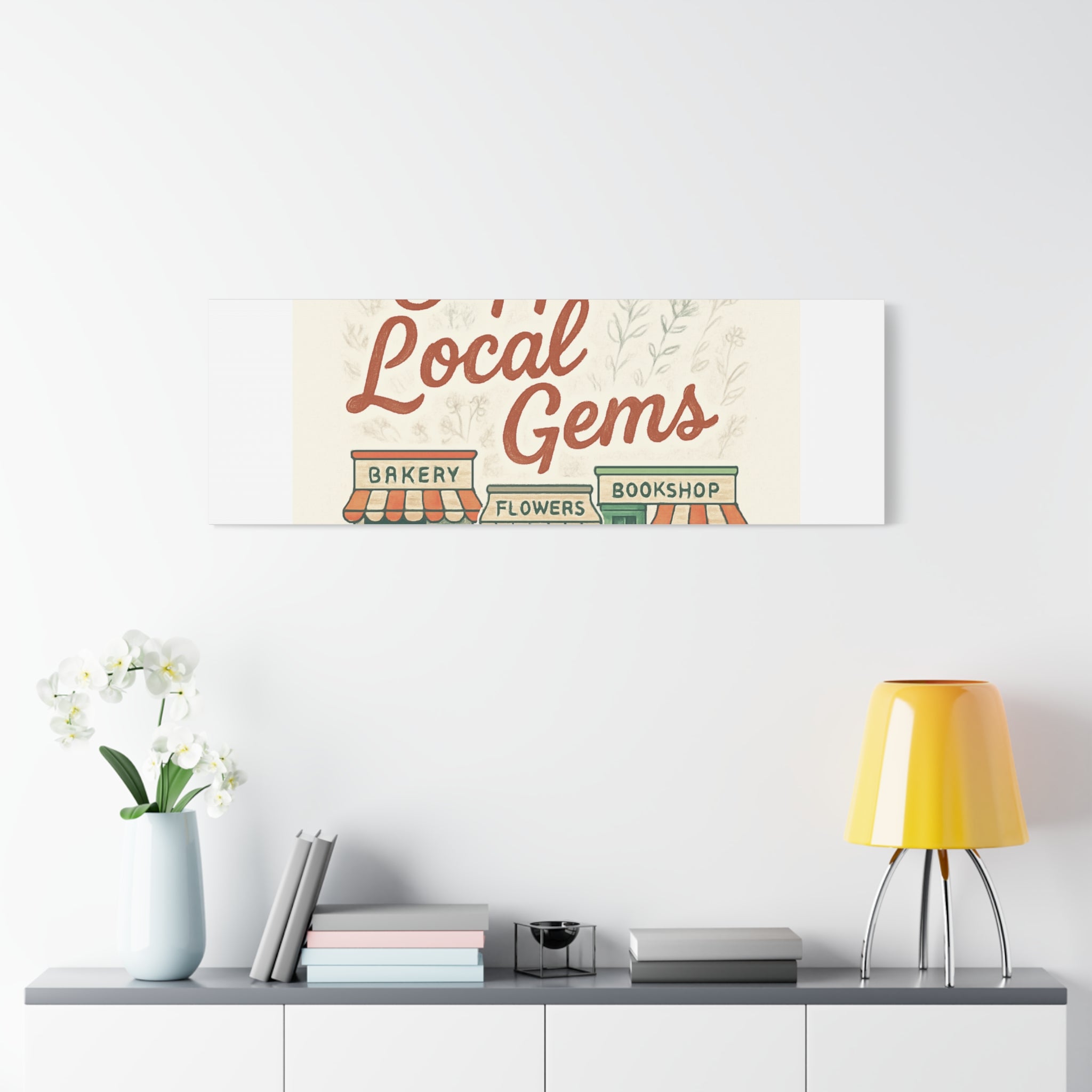 Support Local Gems Canvas Wall Art — Small Business Bakery Flowers Bookshop Print