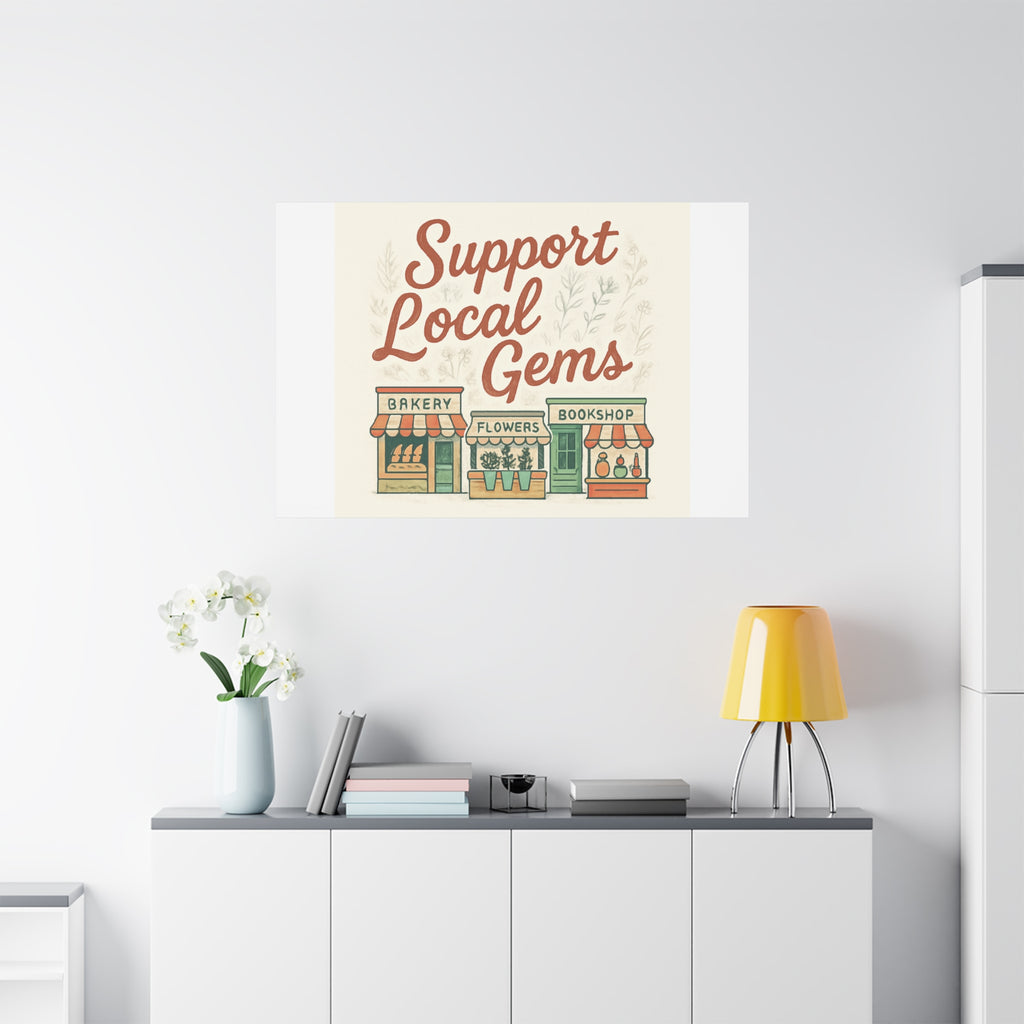 Support Local Gems Canvas Wall Art — Small Business Bakery Flowers Bookshop Print