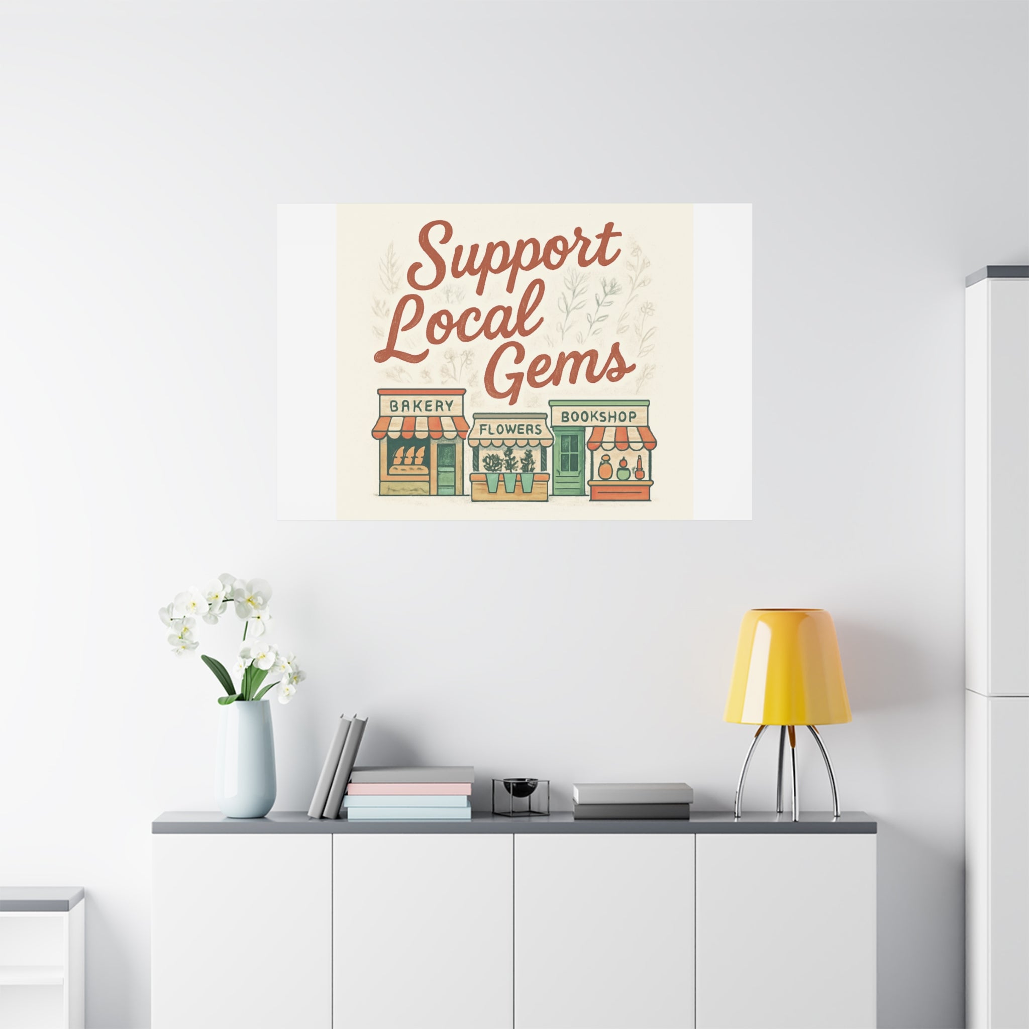 Support Local Gems Canvas Wall Art — Small Business Bakery Flowers Bookshop Print