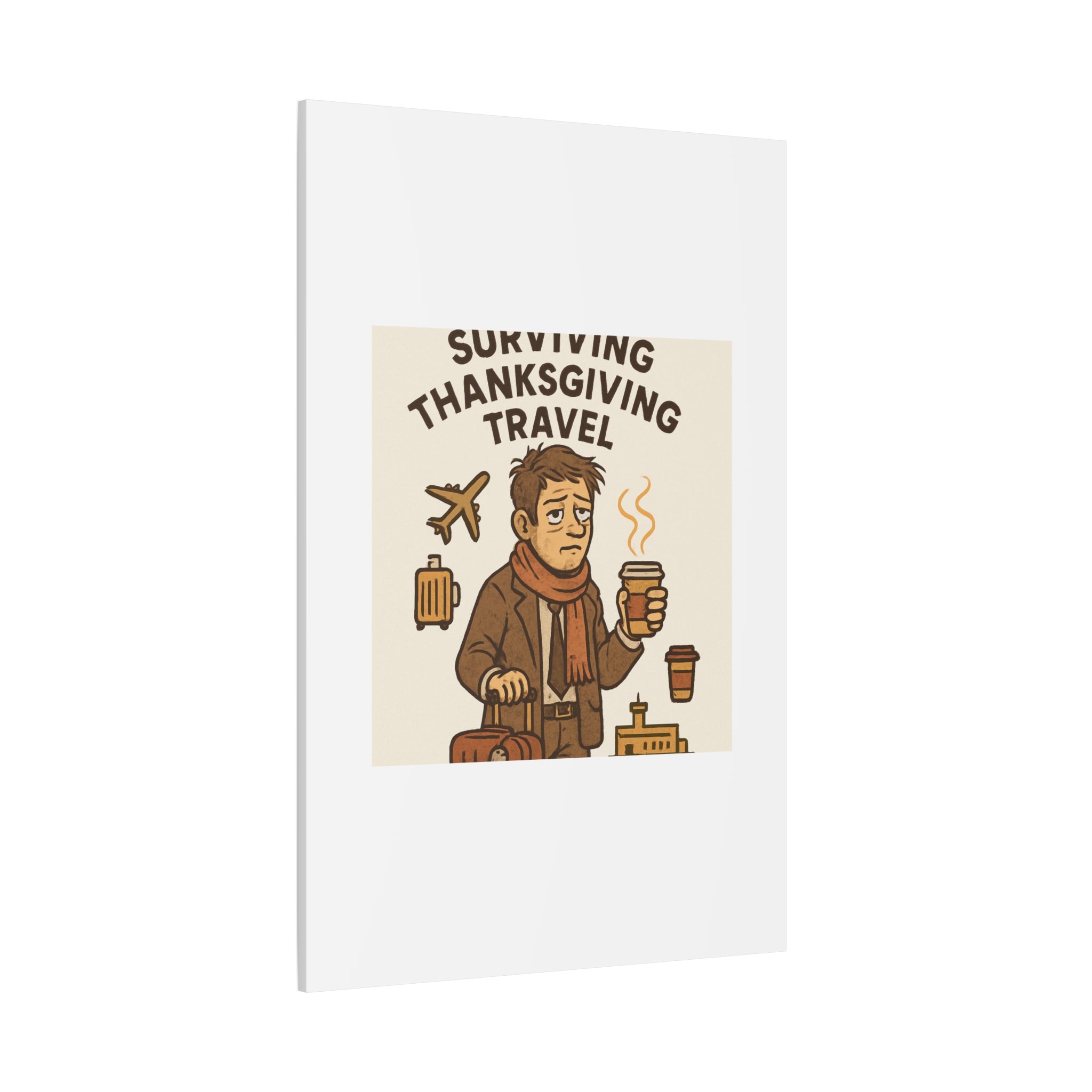 Surviving Thanksgiving Travel Canvas Art — Funny Travel Humor Wall Decor