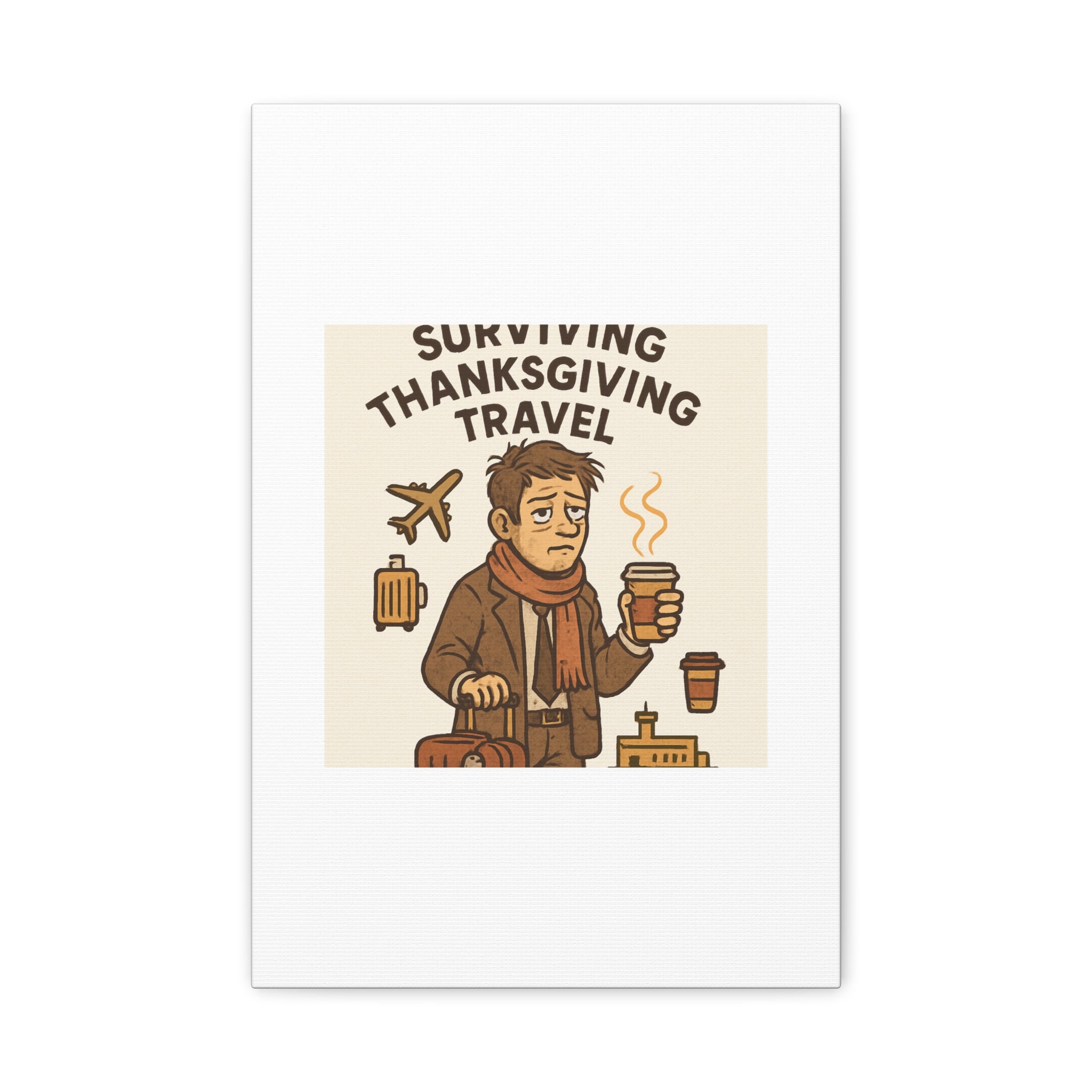 Surviving Thanksgiving Travel Canvas Art — Funny Travel Humor Wall Decor