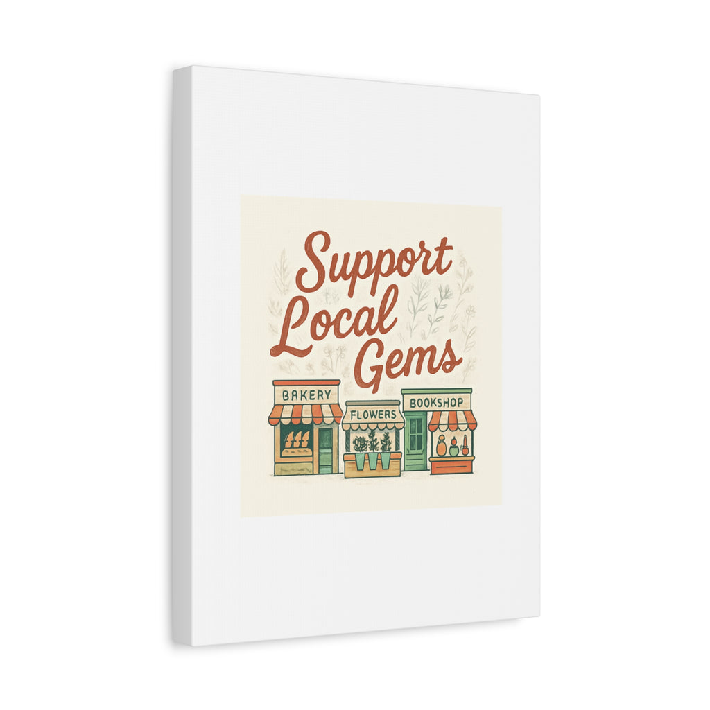Support Local Gems Canvas Wall Art — Small Business Bakery Flowers Bookshop Print