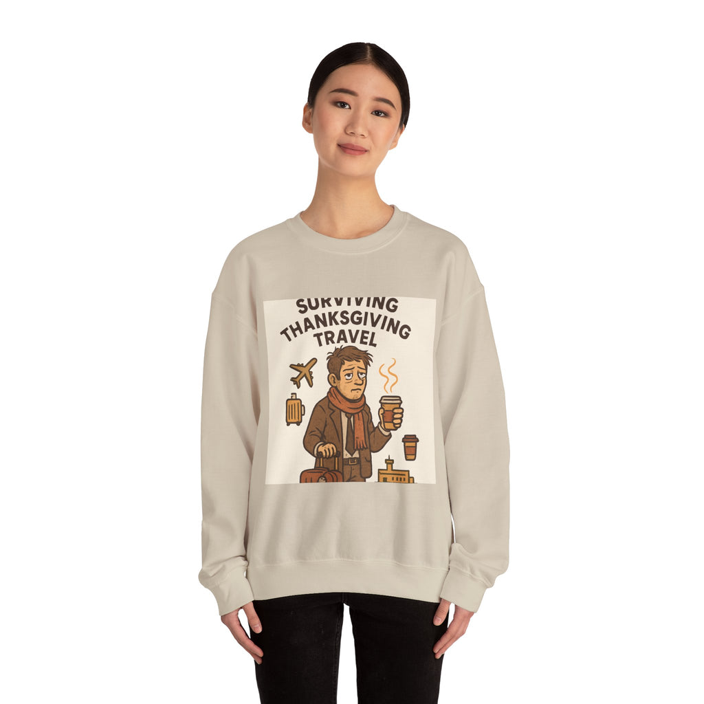 Thanksgiving Travel Sweatshirt — "Surviving Thanksgiving Travel" Crewneck