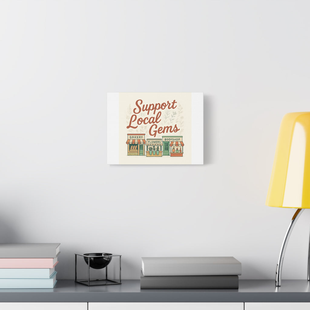 Support Local Gems Canvas Wall Art — Small Business Bakery Flowers Bookshop Print