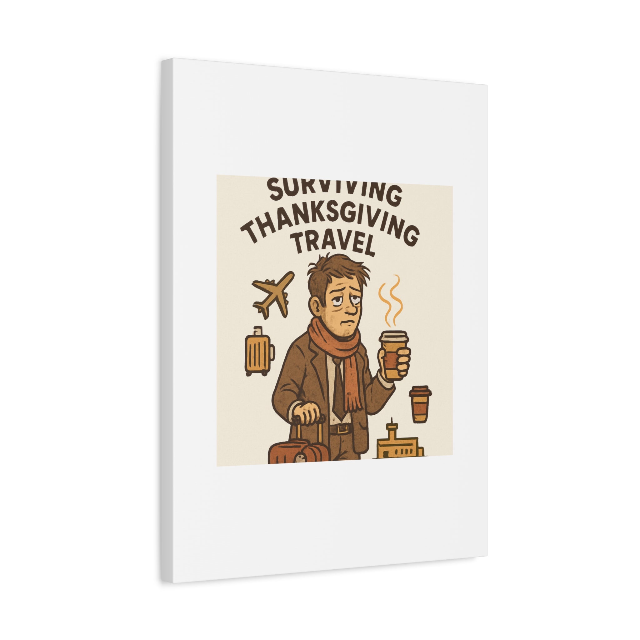 Surviving Thanksgiving Travel Canvas Art — Funny Travel Humor Wall Decor