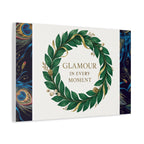Canvas Wall Art - 'Glamour in Every Moment' Green Laurel Wreath