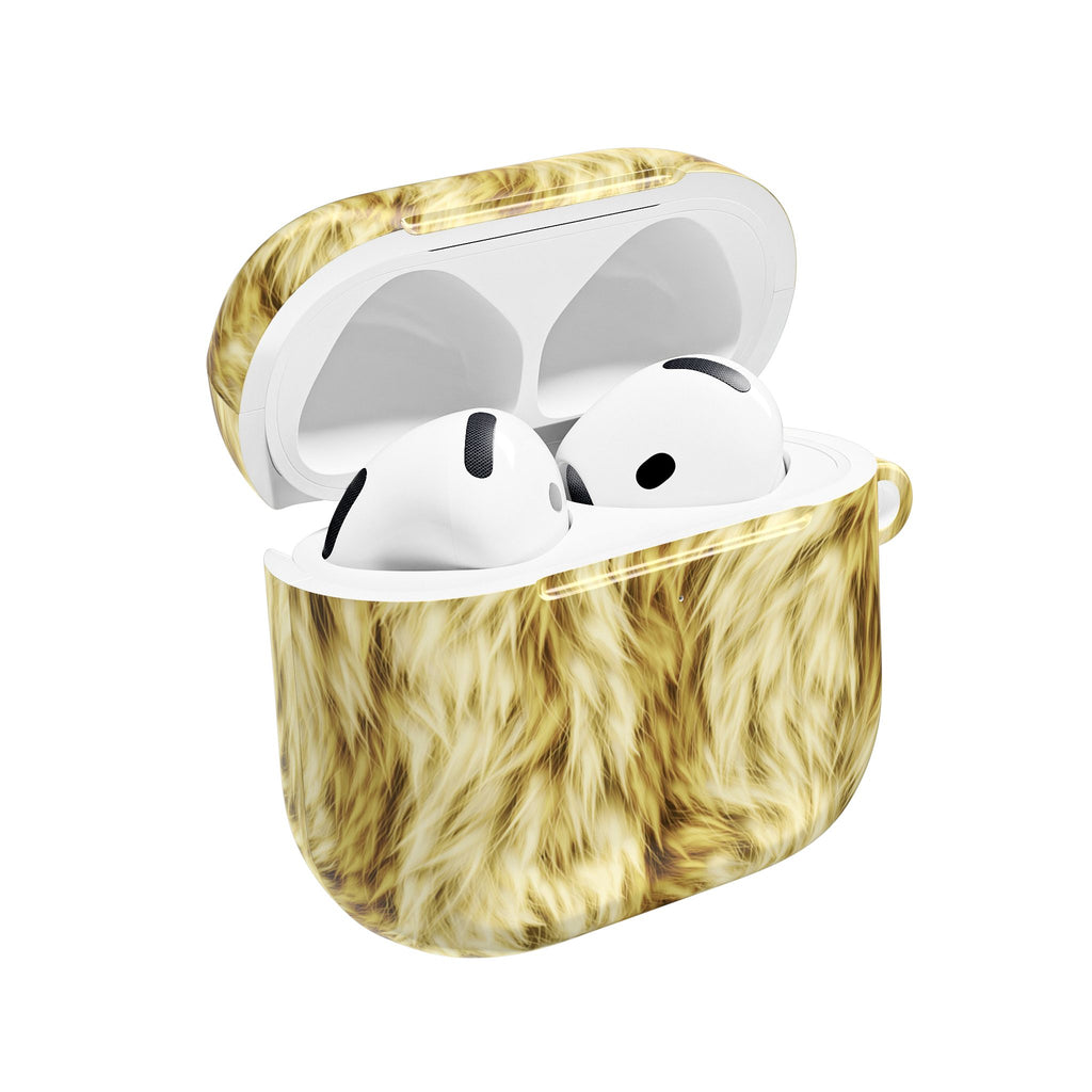 Faux Fur Print AirPod Case – Cozy Yellow Tiger Fur Protective Cover