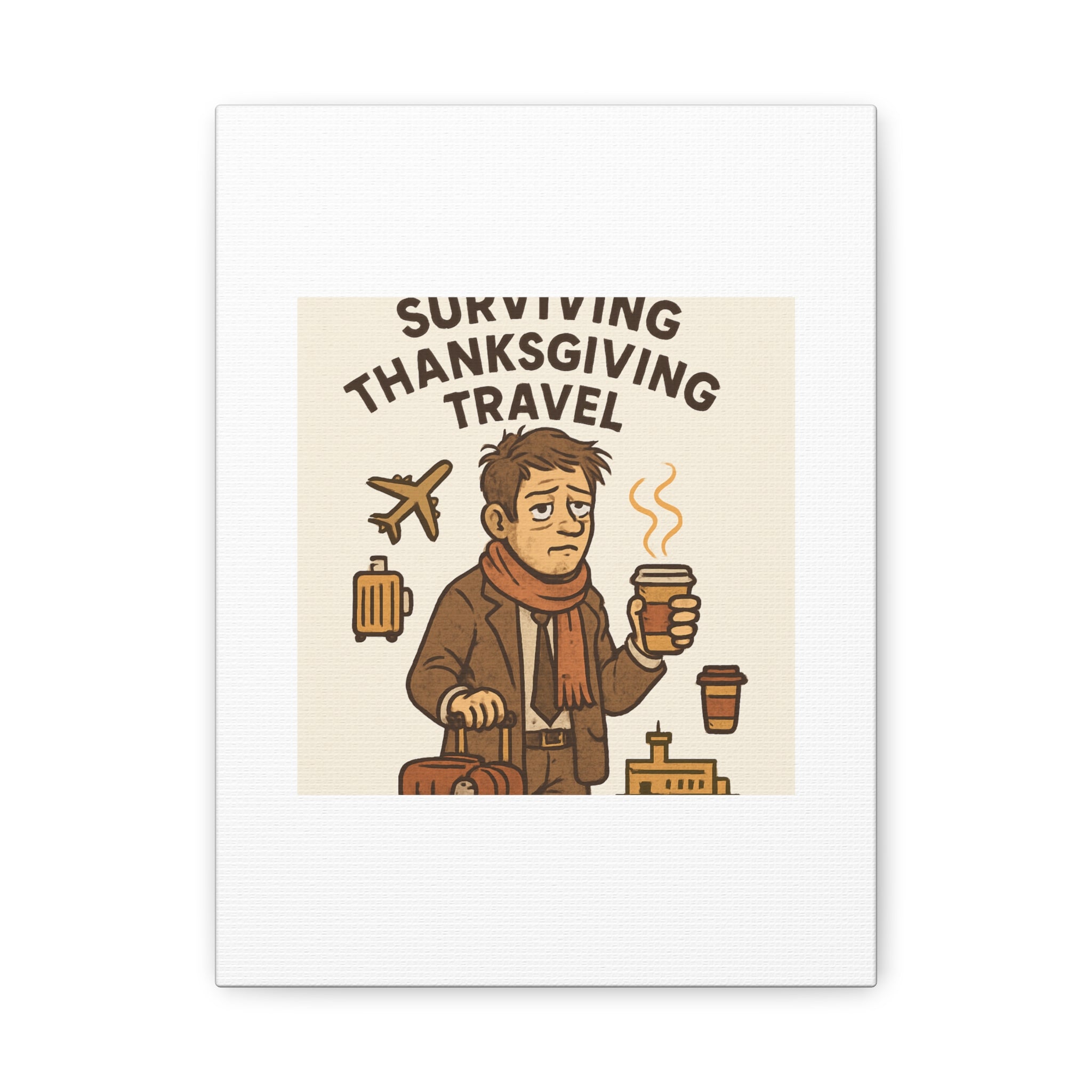 Surviving Thanksgiving Travel Canvas Art — Funny Travel Humor Wall Decor