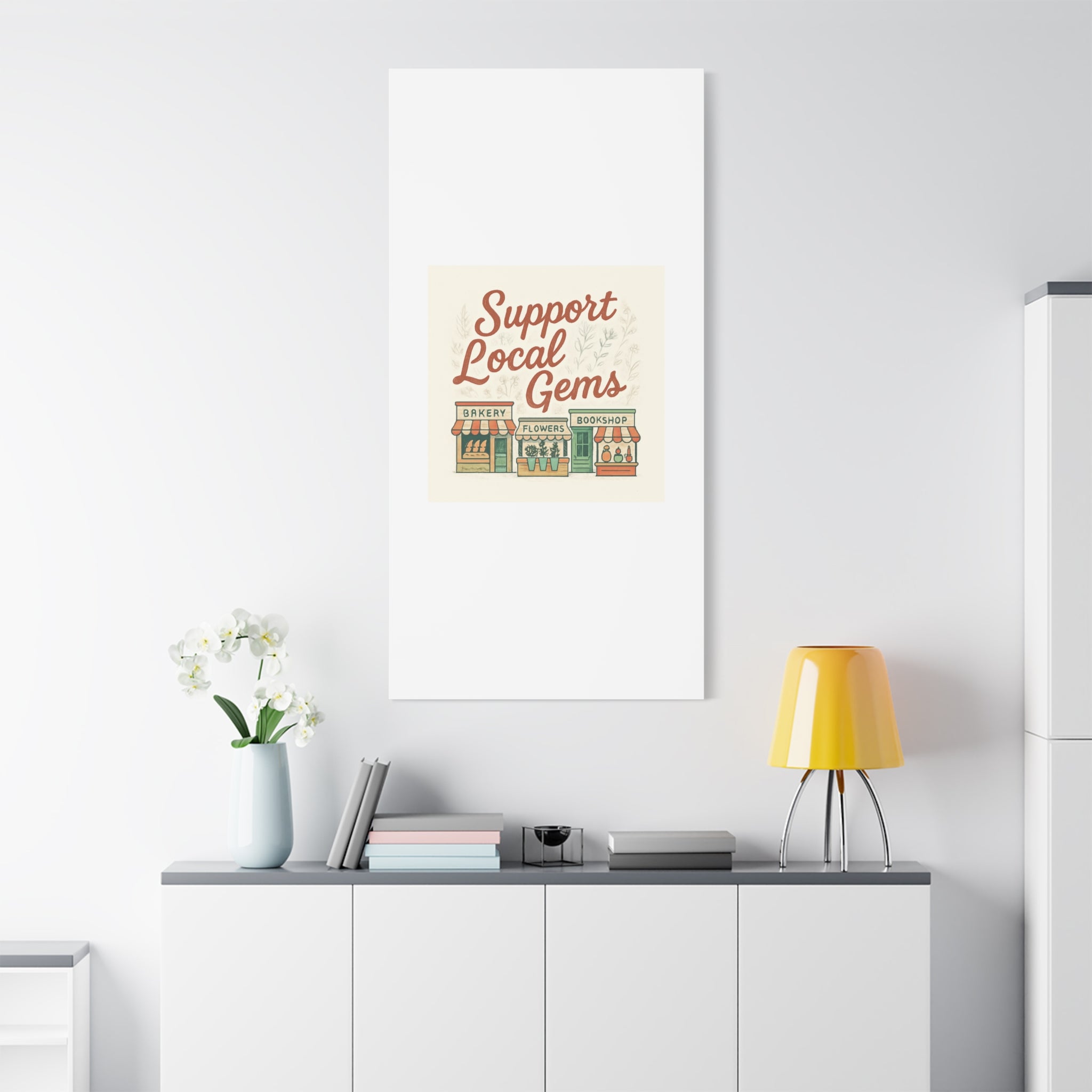Support Local Gems Canvas Wall Art — Small Business Bakery Flowers Bookshop Print