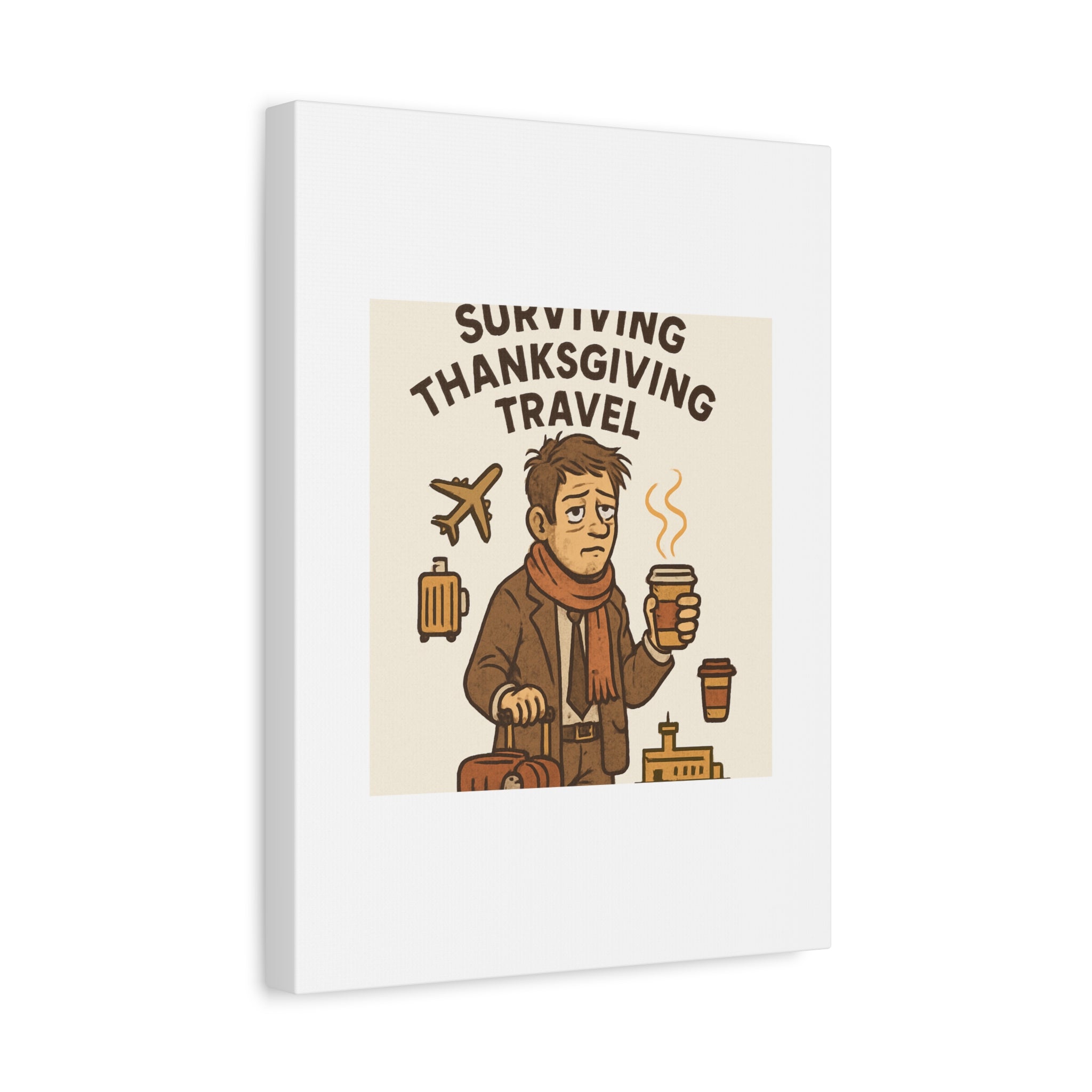 Surviving Thanksgiving Travel Canvas Art — Funny Travel Humor Wall Decor