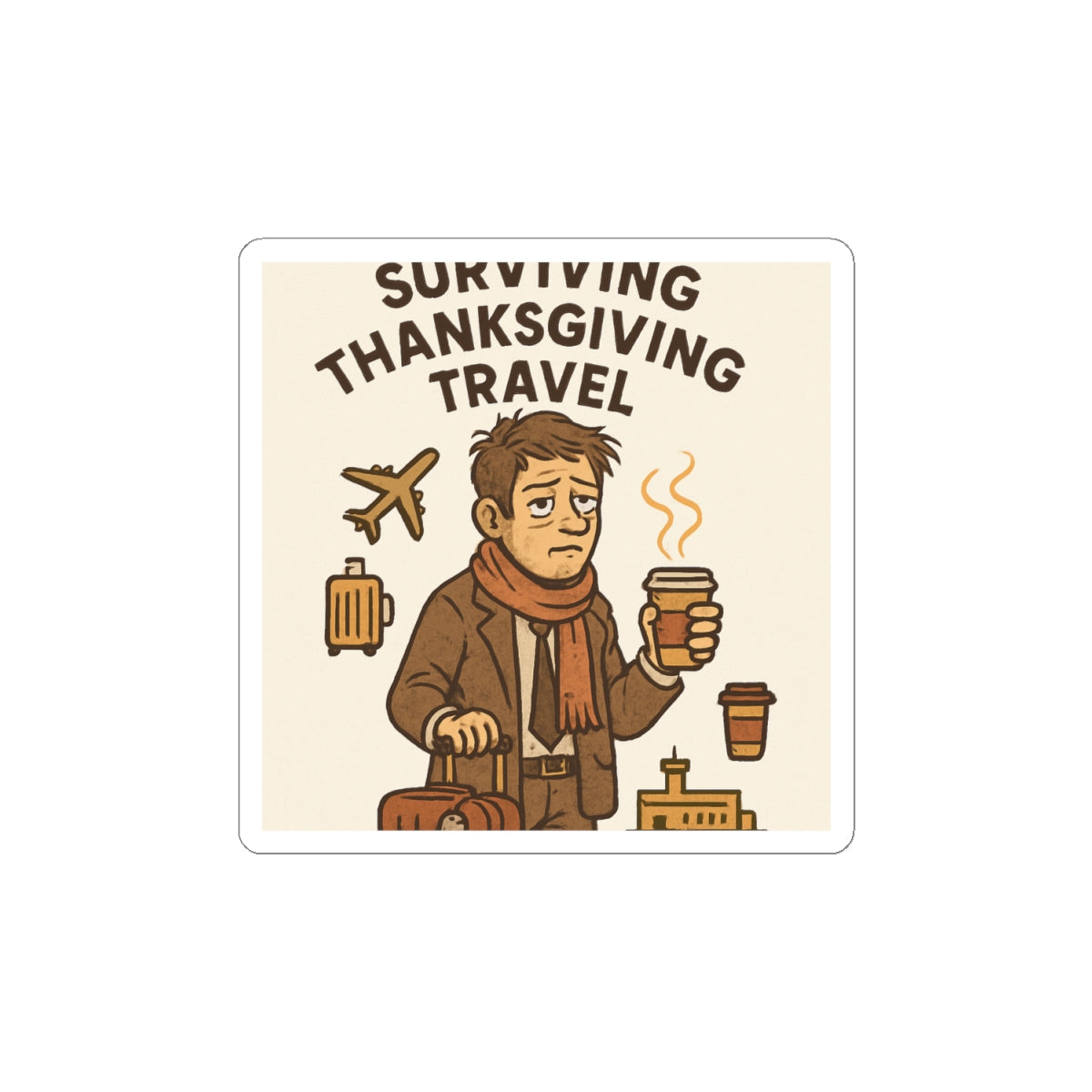 Sticker — "Surviving Thanksgiving Travel" Funny Holiday Travel Sticker