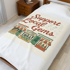 Support Local Gems Velveteen Plush Blanket — Small Business Bakery, Flower & Bookshop Design