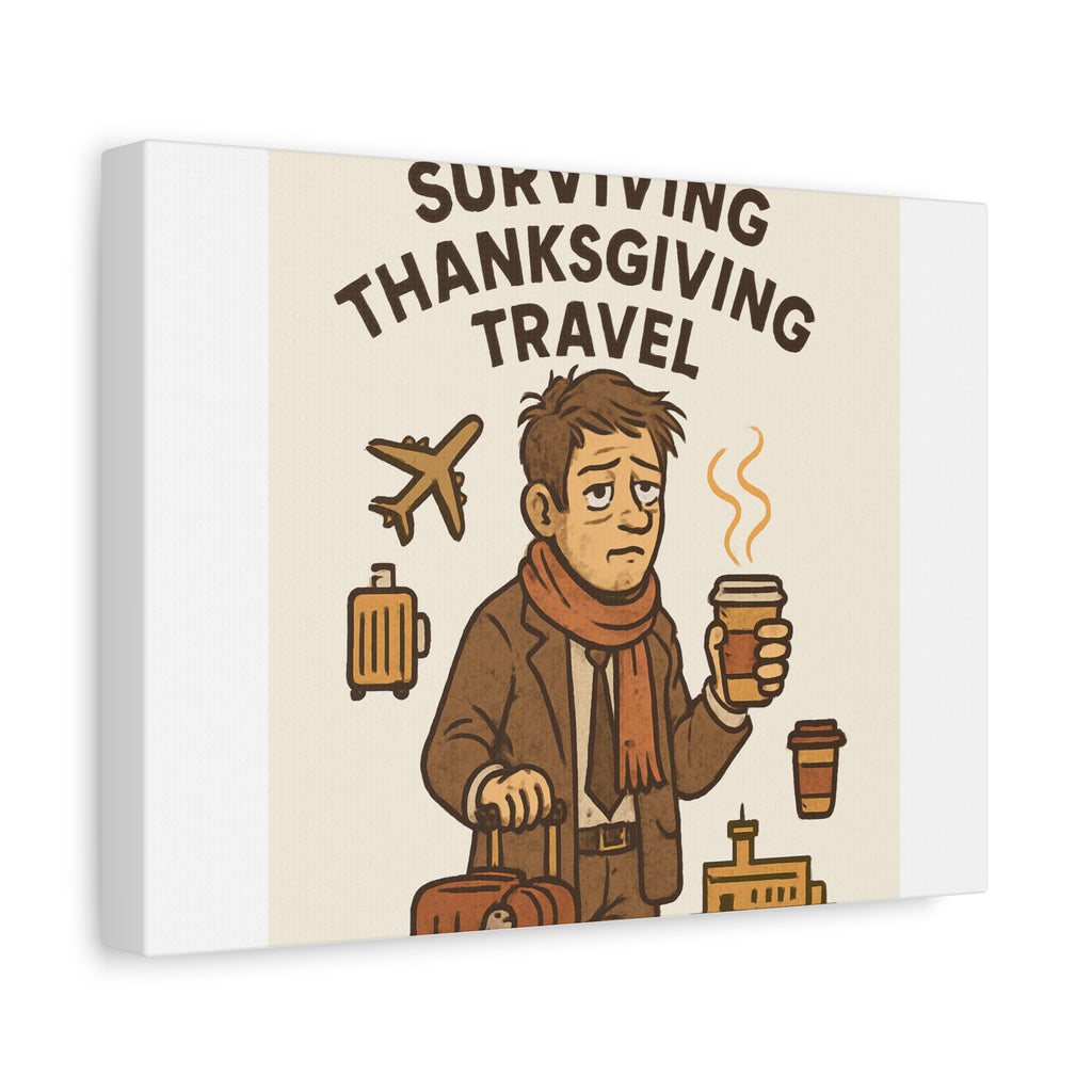 Surviving Thanksgiving Travel Canvas Art — Funny Travel Humor Wall Decor