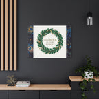 Canvas Wall Art - 'Glamour in Every Moment' Green Laurel Wreath