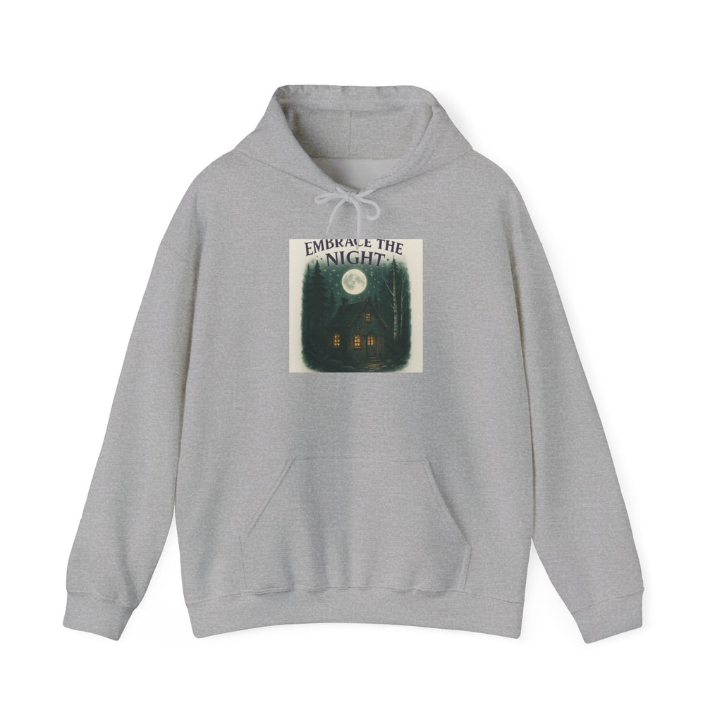 Hoodie — 'Embark on the Night' Moonlit Cabin Graphic Hoodie
