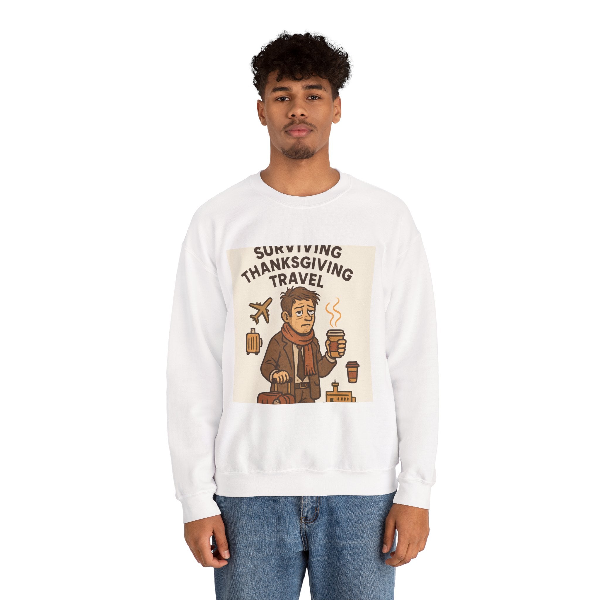 Thanksgiving Travel Sweatshirt — "Surviving Thanksgiving Travel" Crewneck
