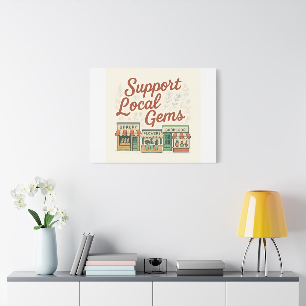 Support Local Gems Canvas Wall Art — Small Business Bakery Flowers Bookshop Print