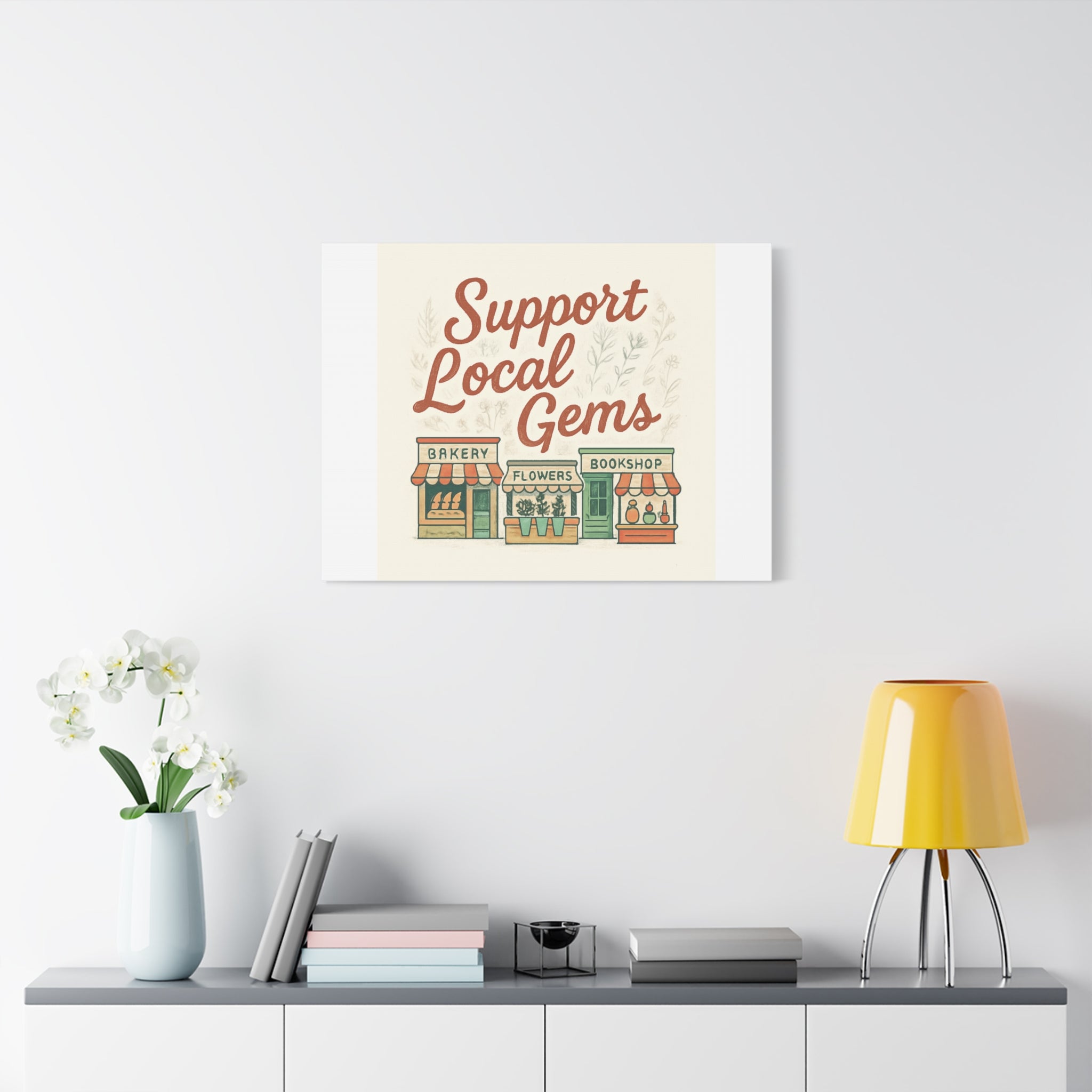 Support Local Gems Canvas Wall Art — Small Business Bakery Flowers Bookshop Print