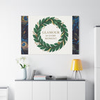 Canvas Wall Art - 'Glamour in Every Moment' Green Laurel Wreath