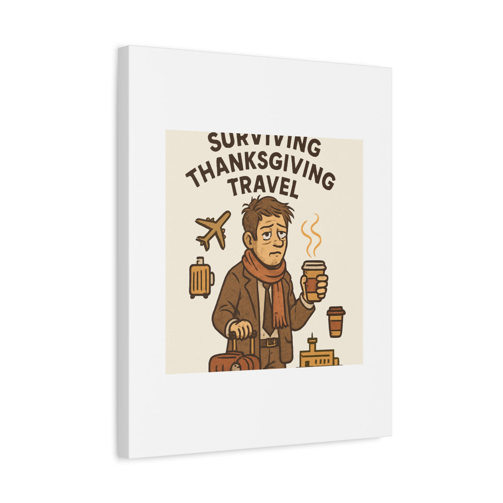 Surviving Thanksgiving Travel Canvas Art — Funny Travel Humor Wall Decor