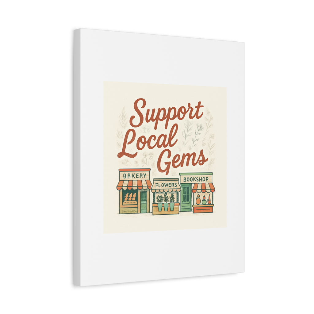 Support Local Gems Canvas Wall Art — Small Business Bakery Flowers Bookshop Print