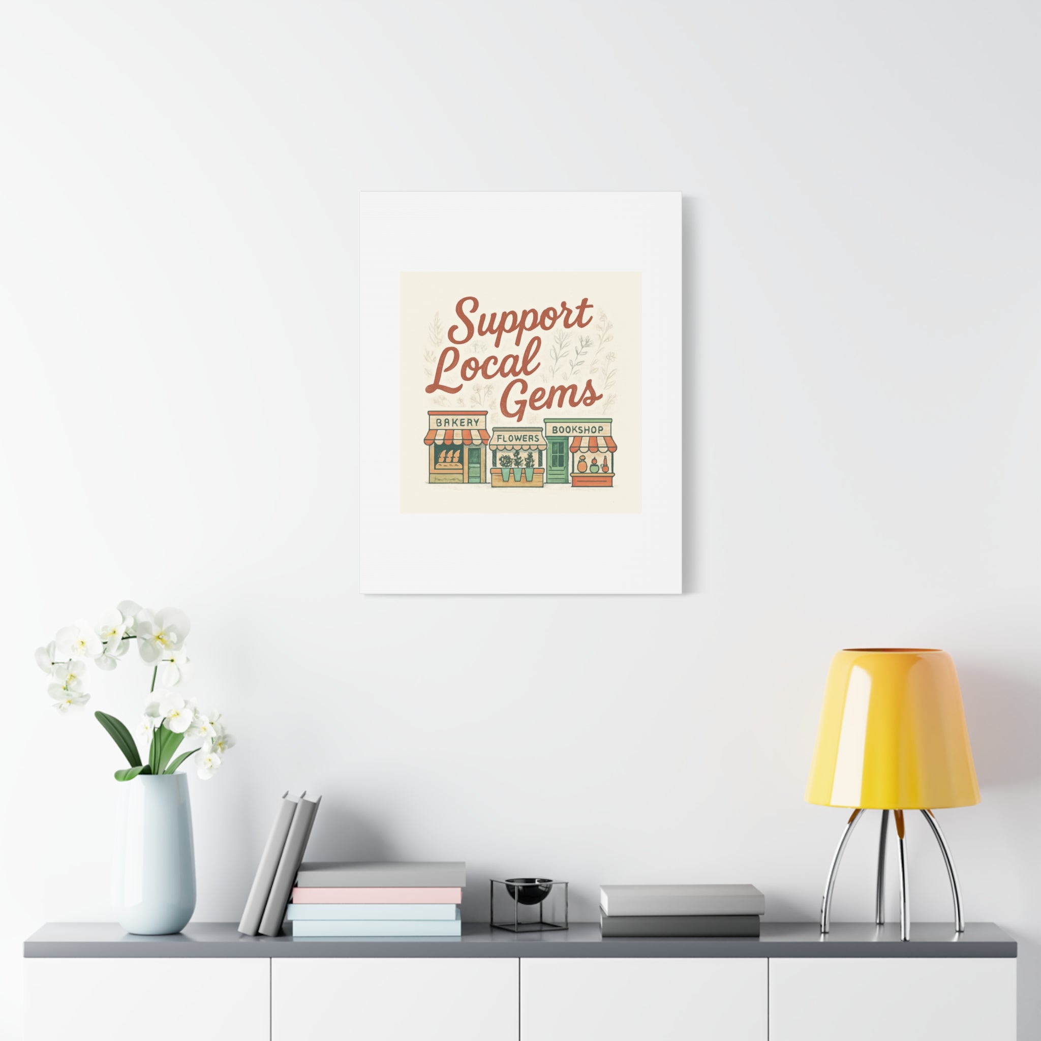 Support Local Gems Canvas Wall Art — Small Business Bakery Flowers Bookshop Print