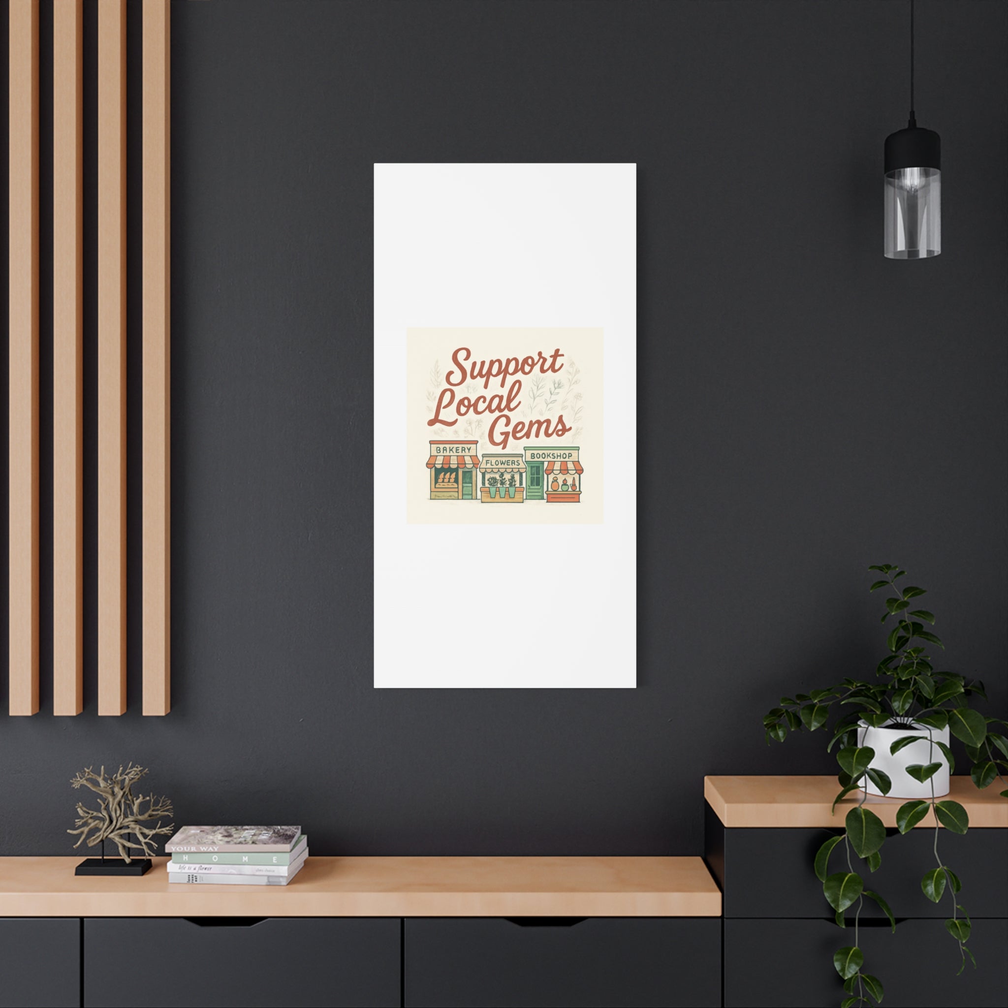 Support Local Gems Canvas Wall Art — Small Business Bakery Flowers Bookshop Print
