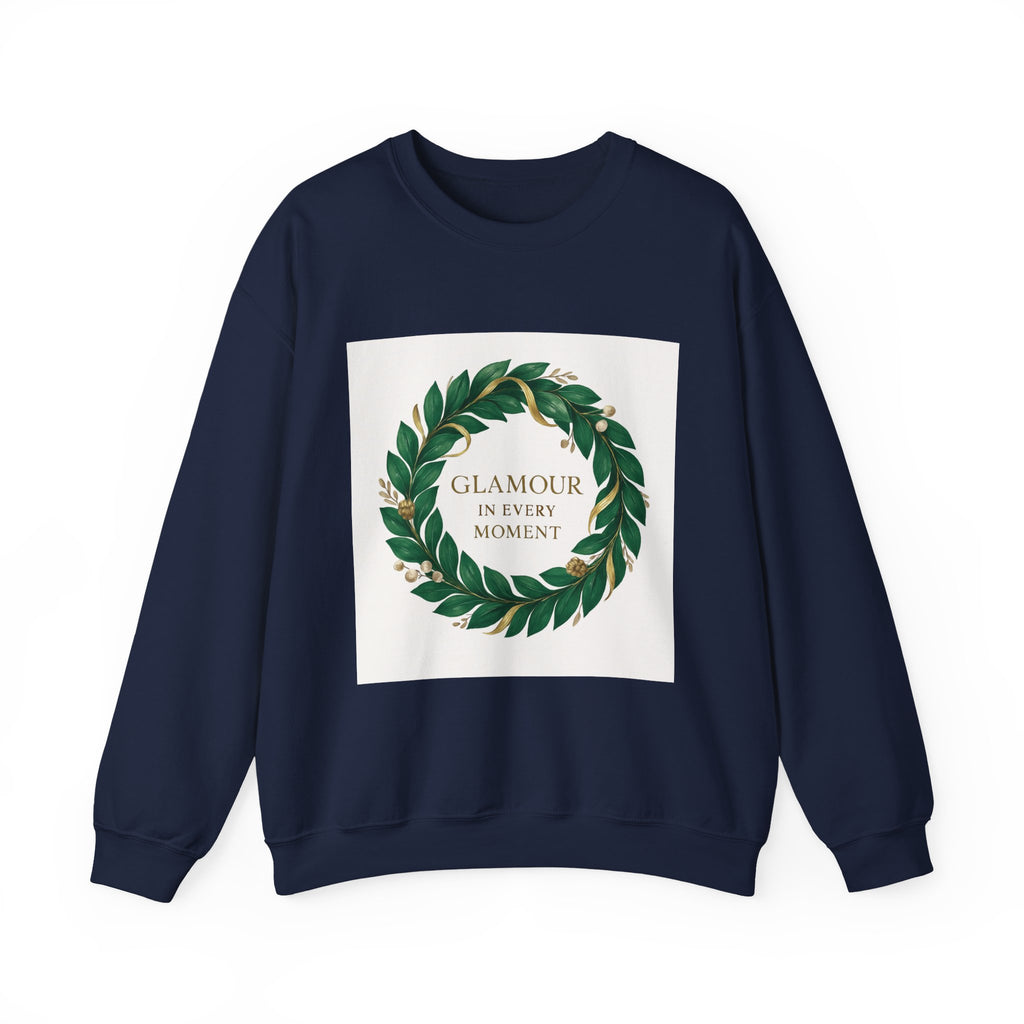 Crewneck Sweatshirt — "Glamour In Every Moment" Wreath Graphic