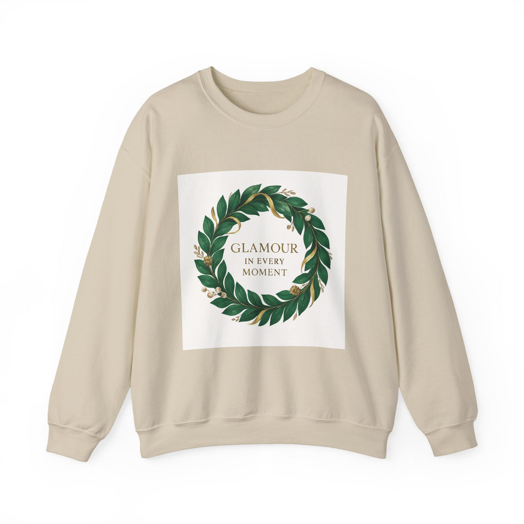 Crewneck Sweatshirt — "Glamour In Every Moment" Wreath Graphic