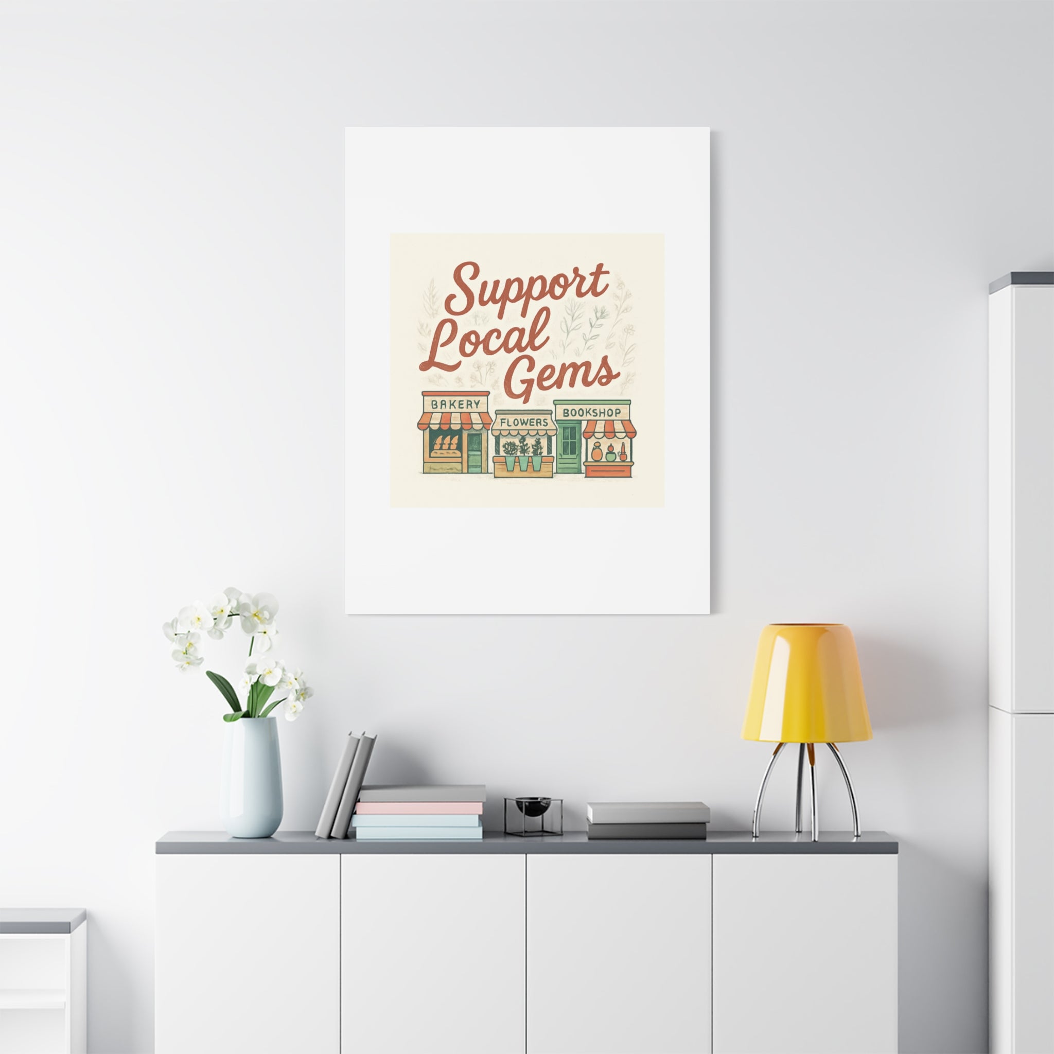 Support Local Gems Canvas Wall Art — Small Business Bakery Flowers Bookshop Print