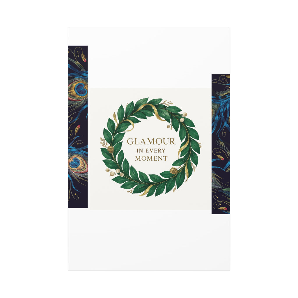 Canvas Wall Art - 'Glamour in Every Moment' Green Laurel Wreath