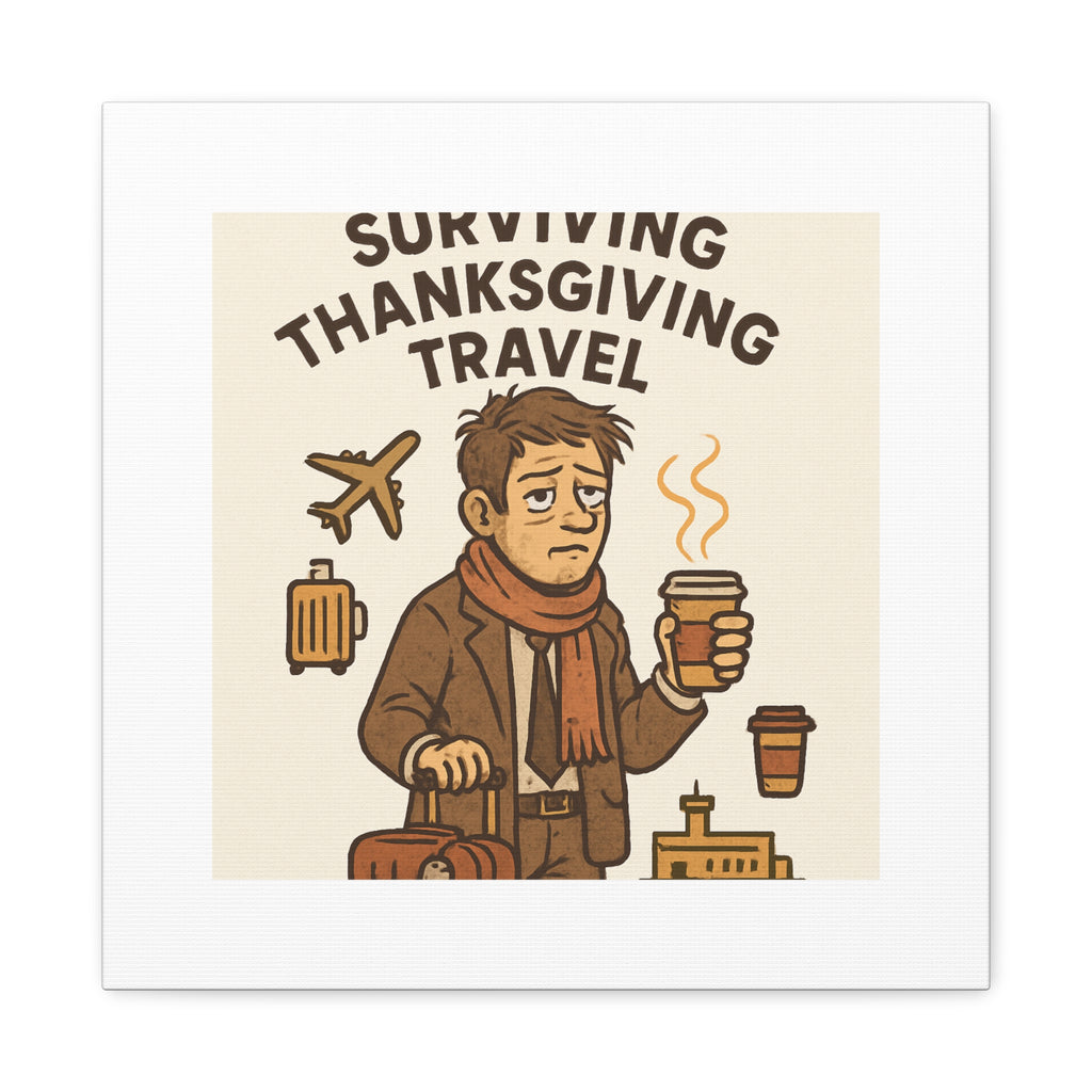 Surviving Thanksgiving Travel Canvas Art — Funny Travel Humor Wall Decor