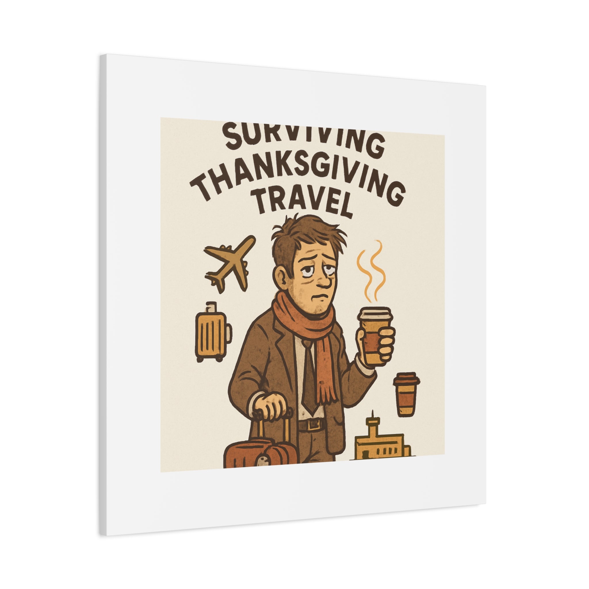 Surviving Thanksgiving Travel Canvas Art — Funny Travel Humor Wall Decor