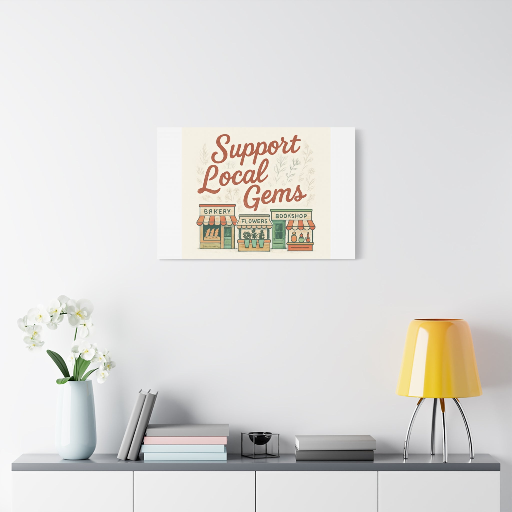 Support Local Gems Canvas Wall Art — Small Business Bakery Flowers Bookshop Print