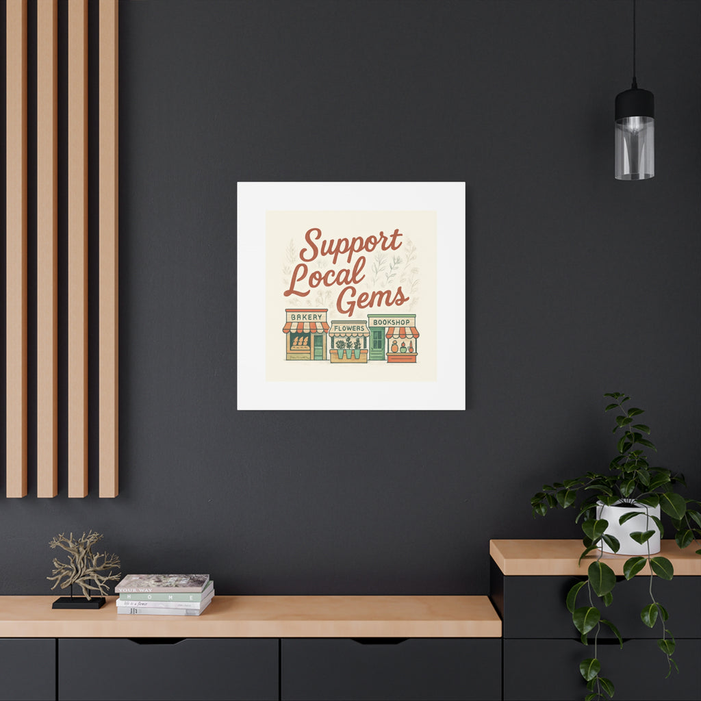 Support Local Gems Canvas Wall Art — Small Business Bakery Flowers Bookshop Print